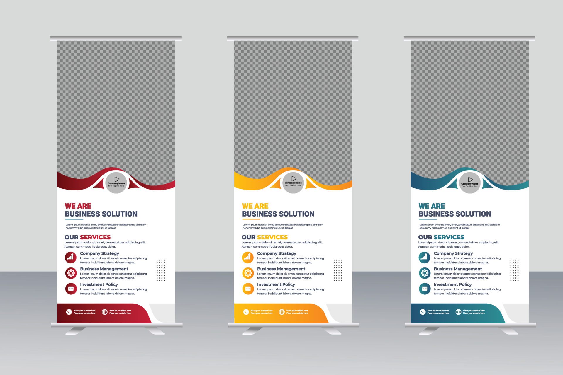 Vector business roll up standee banner template Free Vector