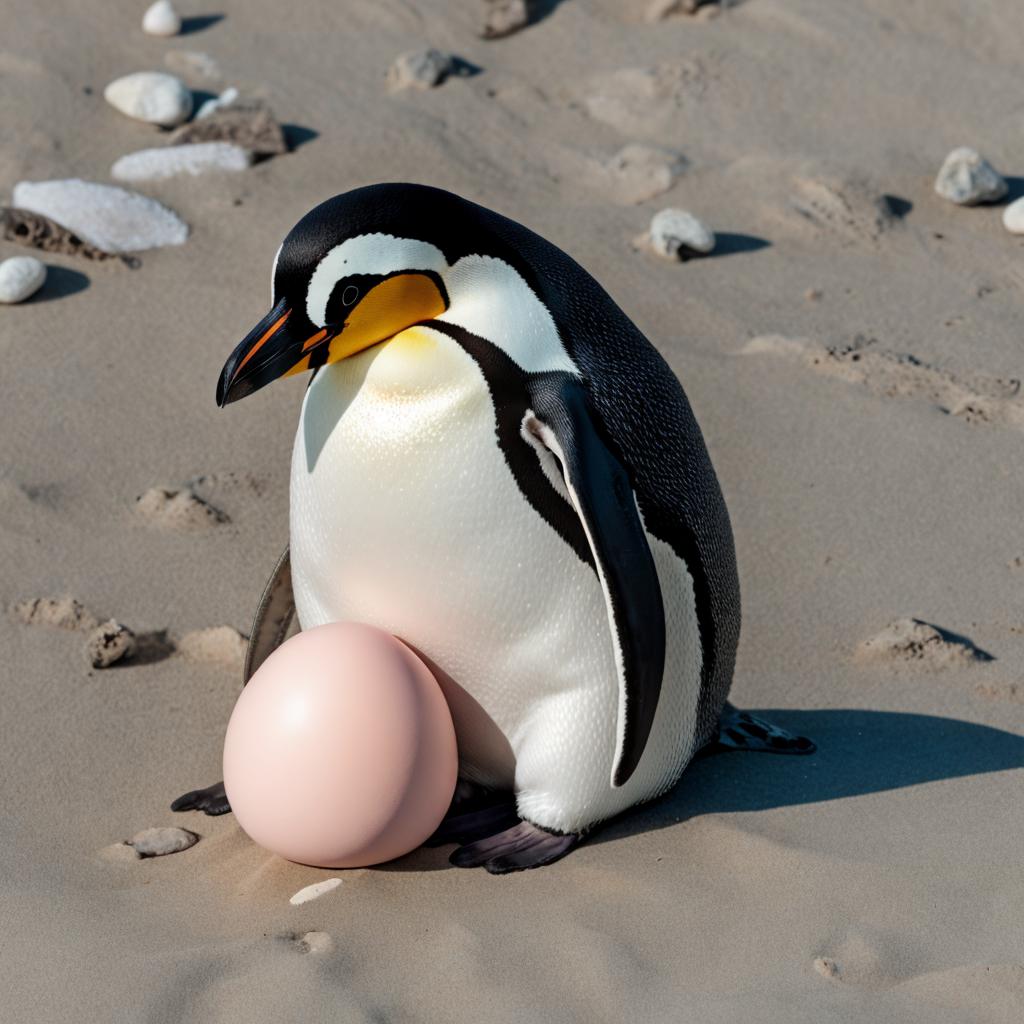 Penguin hatching an egg by @ai_generated