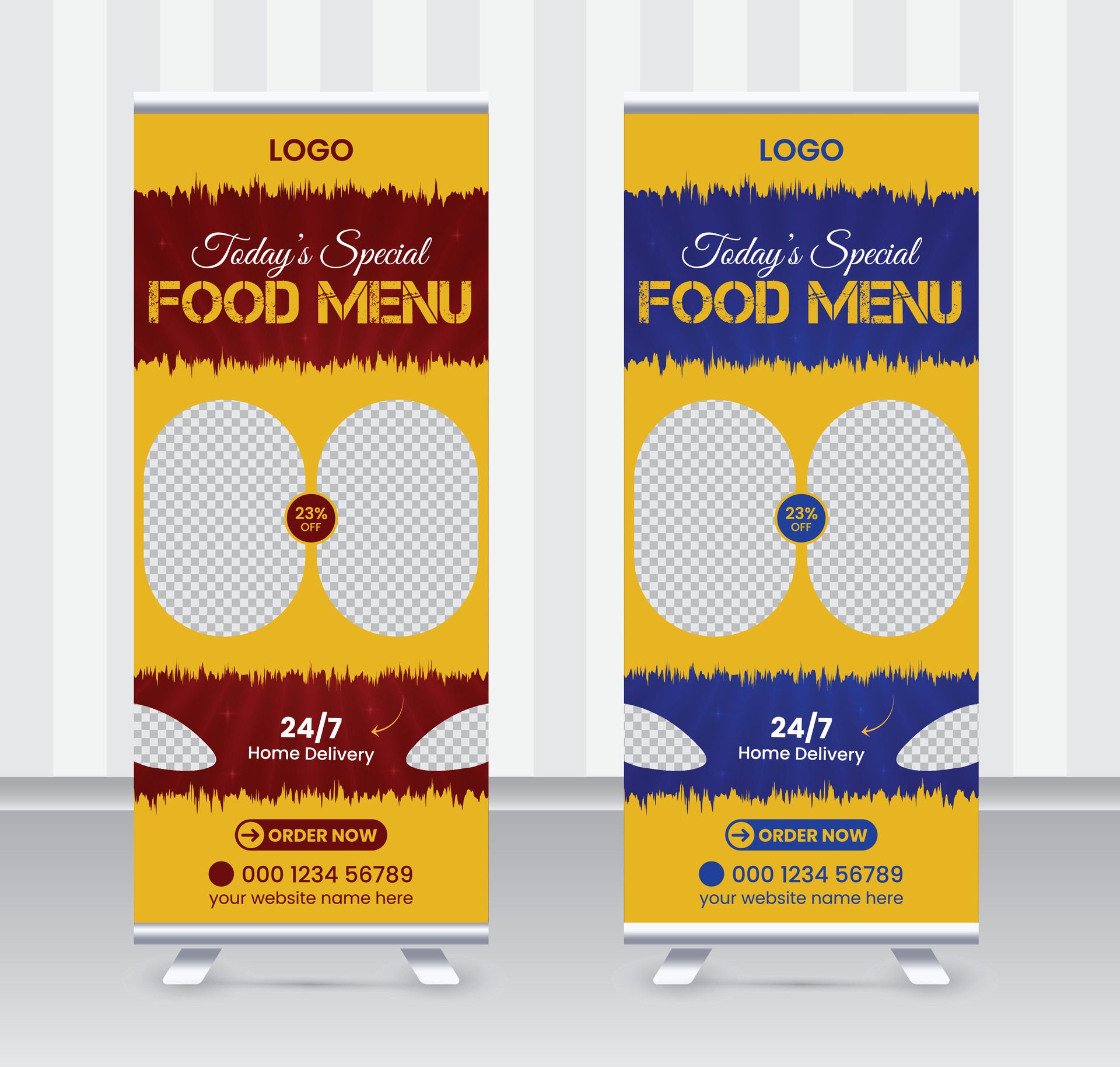 Today’s special food menu and restaurant roll up banner x or roll up banner design template Free Vector