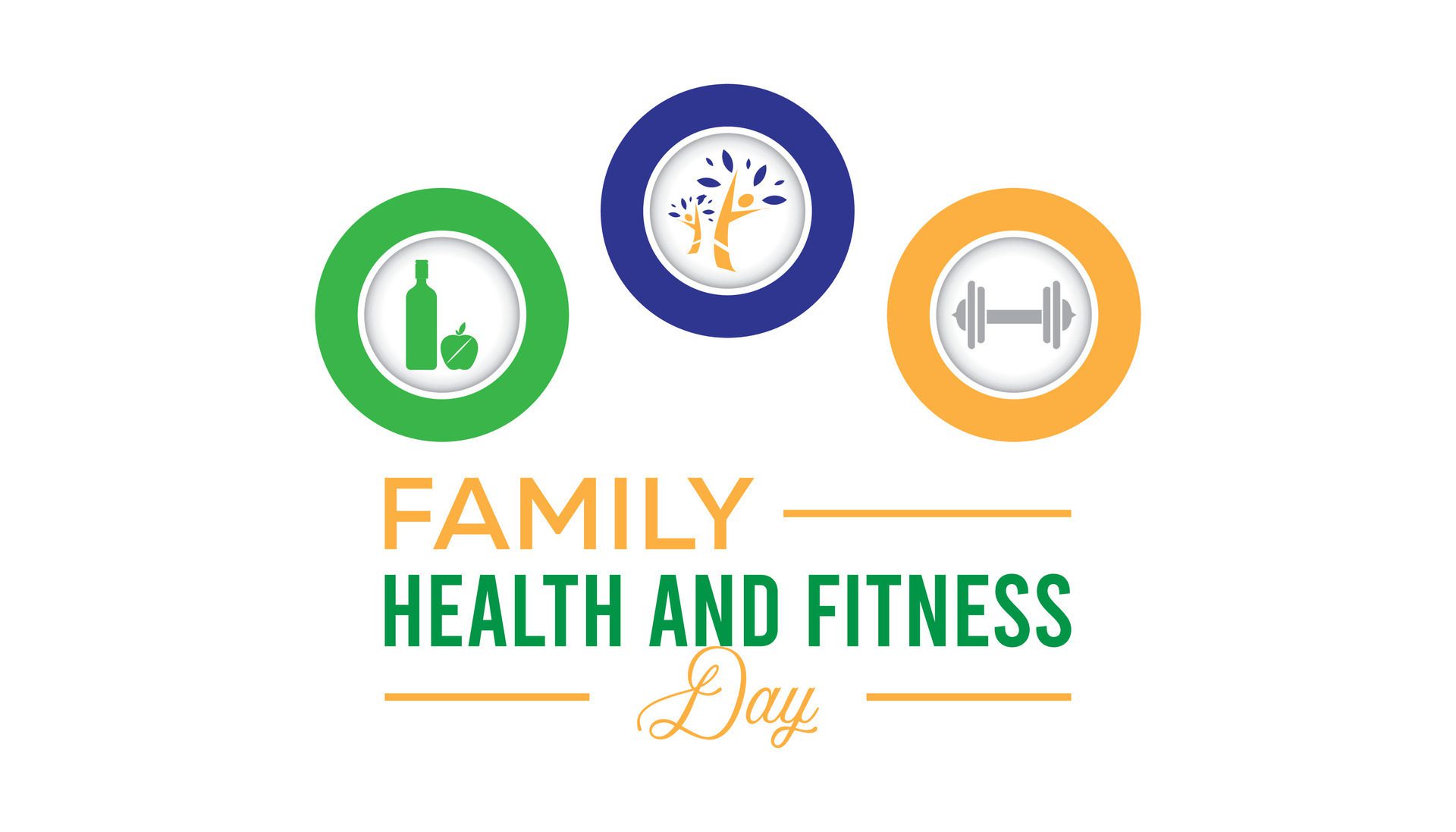 Family Health and Fitness day observed every year in June. Template for background, banner, card, poster with text inscription. Free Vector