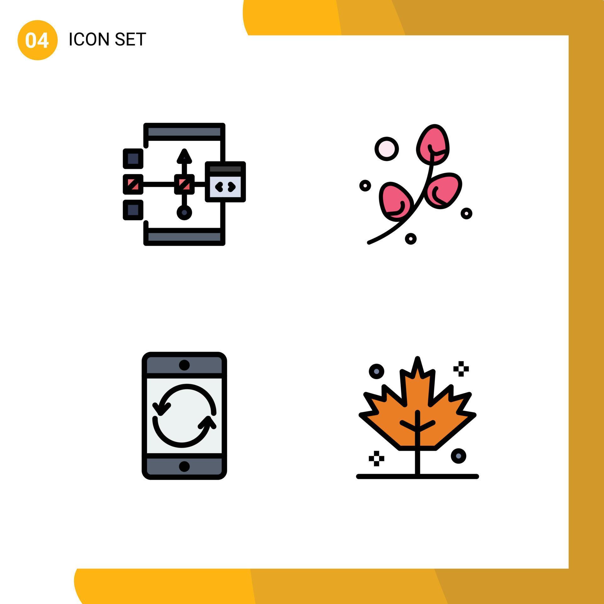 Modern Set of 4 Filledline Flat Colors and symbols such as app arrow development egg device Editable Vector Design Elements Stock Free