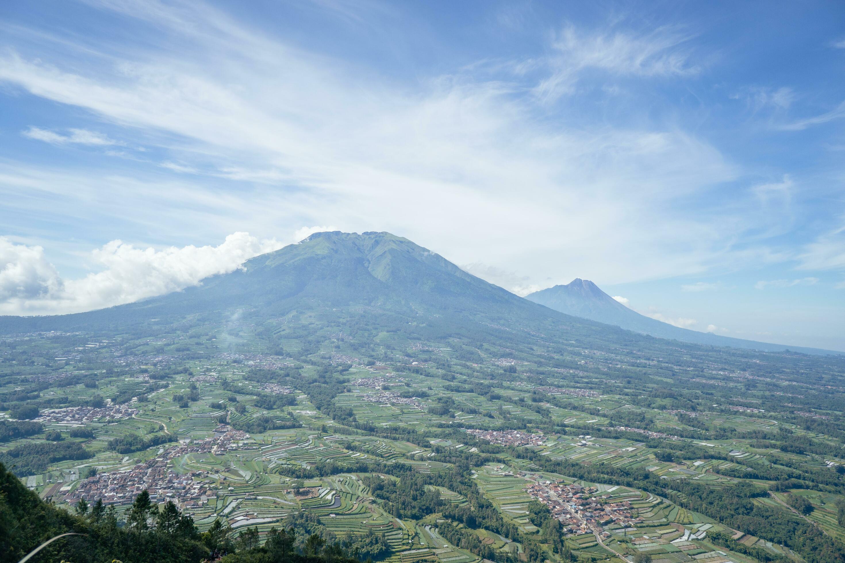 Landscape mountain when morning time sunlight summer vibes. The photo is suitable to use for adventure content media, nature poster and forest background. Stock Free