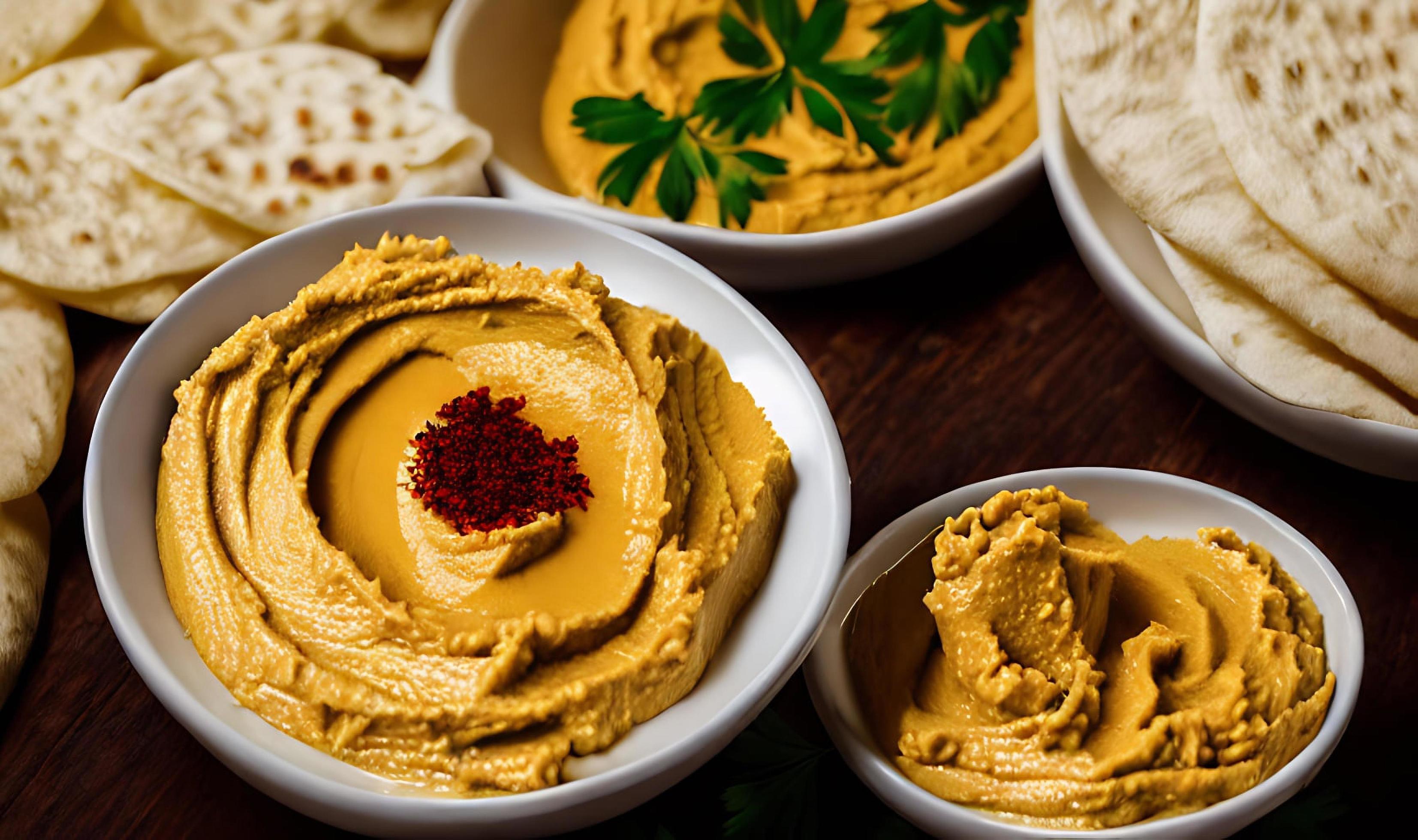 Healthy food. Traditional freshly made organic hummus. Stock Free