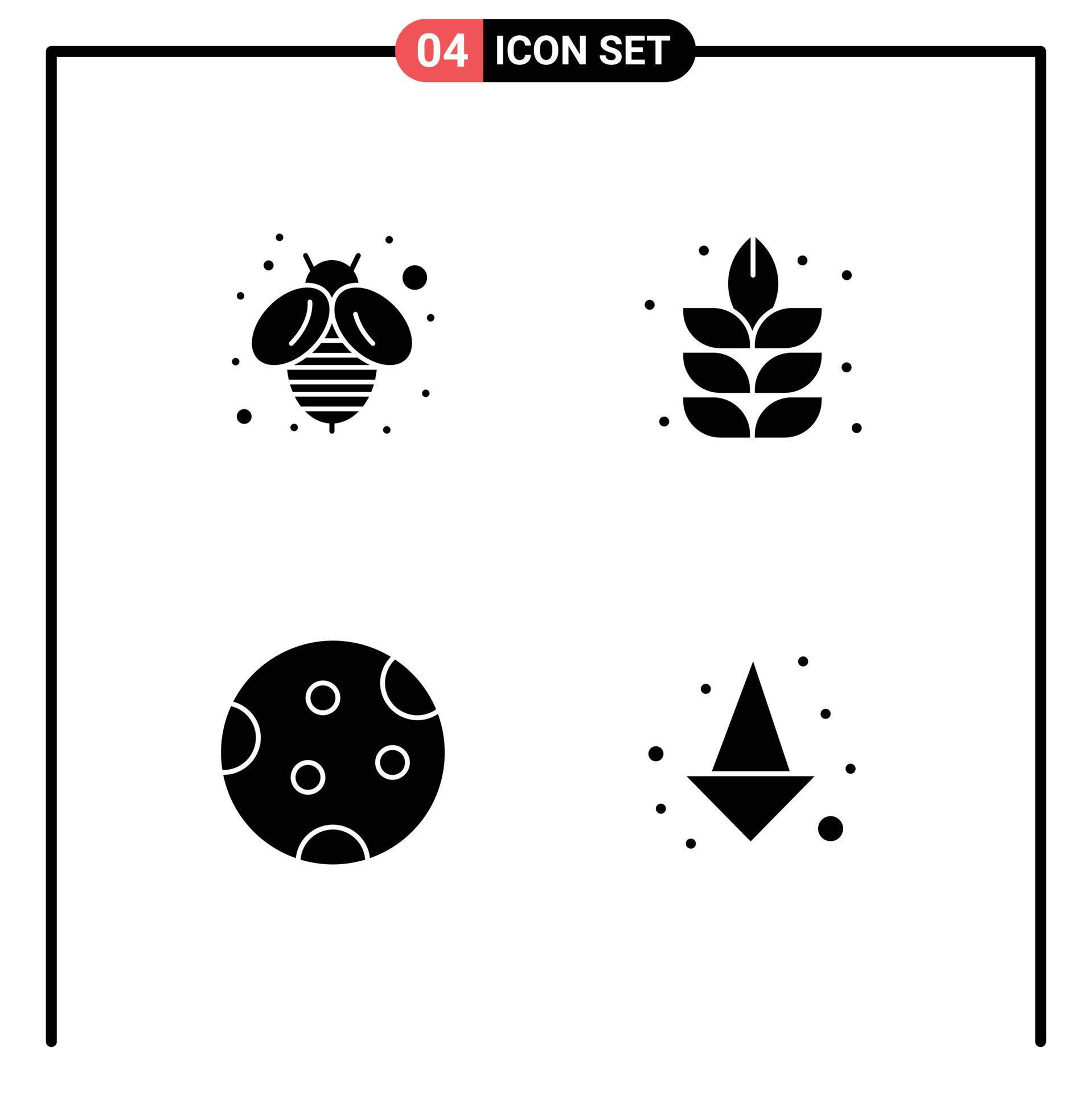 4 User Interface Solid Glyph Pack of modern Signs and Symbols of bee sleep lotus full arrow Editable Vector Design Elements Stock Free