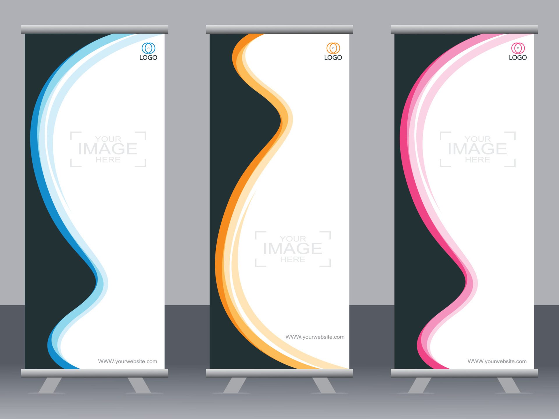 Business banner roll up set standee banner template Modern banner. Free Vector