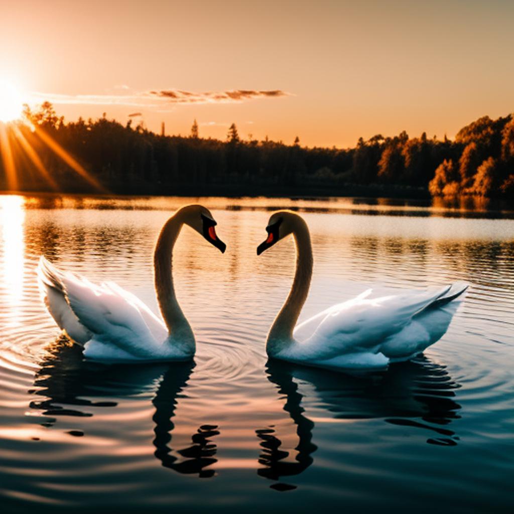 Two swans in a by @ai_generated