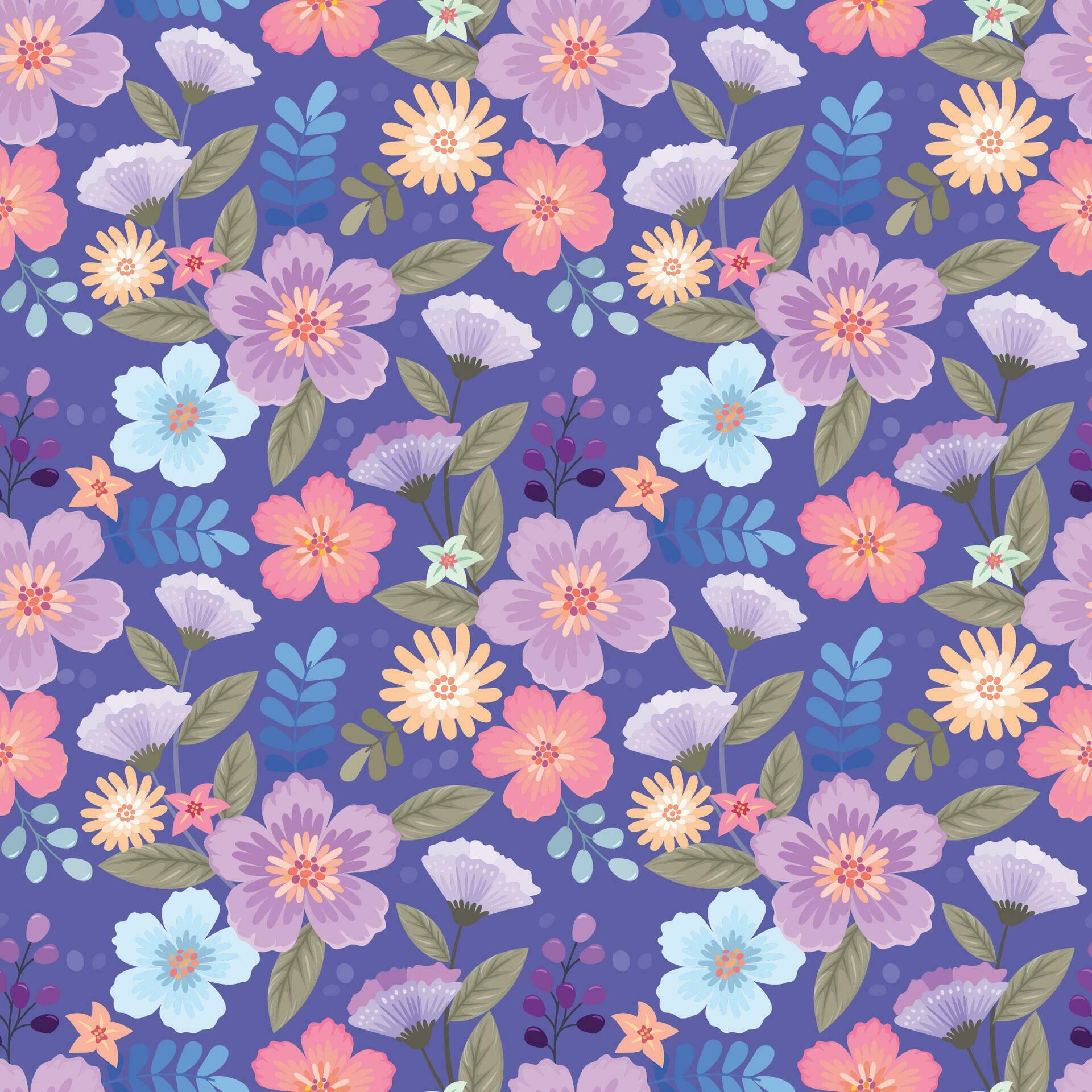 Colorful hand draw flowers seamless pattern. Stock Free