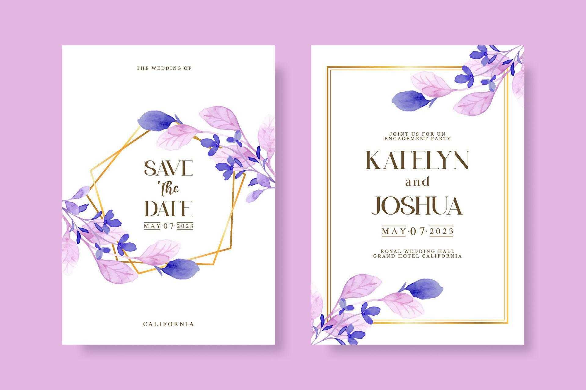 Wedding invitation template with flower Stock Free