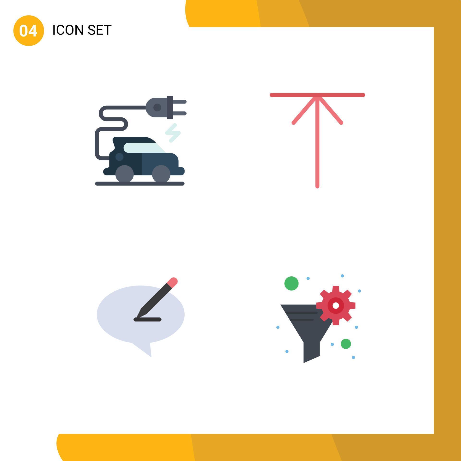 Modern Set of 4 Flat Icons and symbols such as automotive technology pen arrow chat data filter Editable Vector Design Elements Stock Free