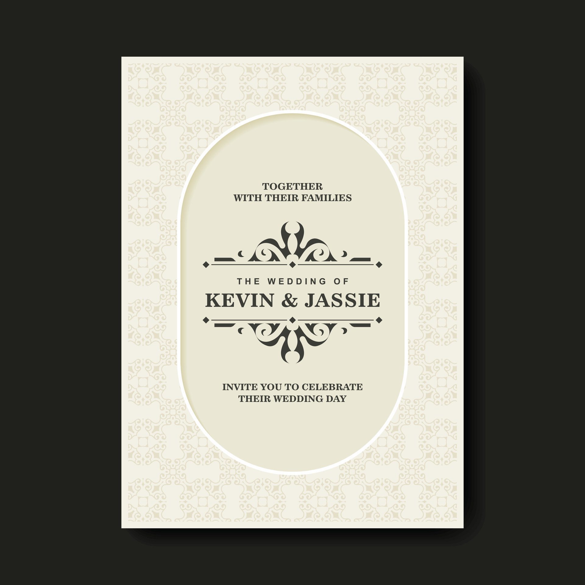 Elegant wedding invitation with pattern motif Free Vector