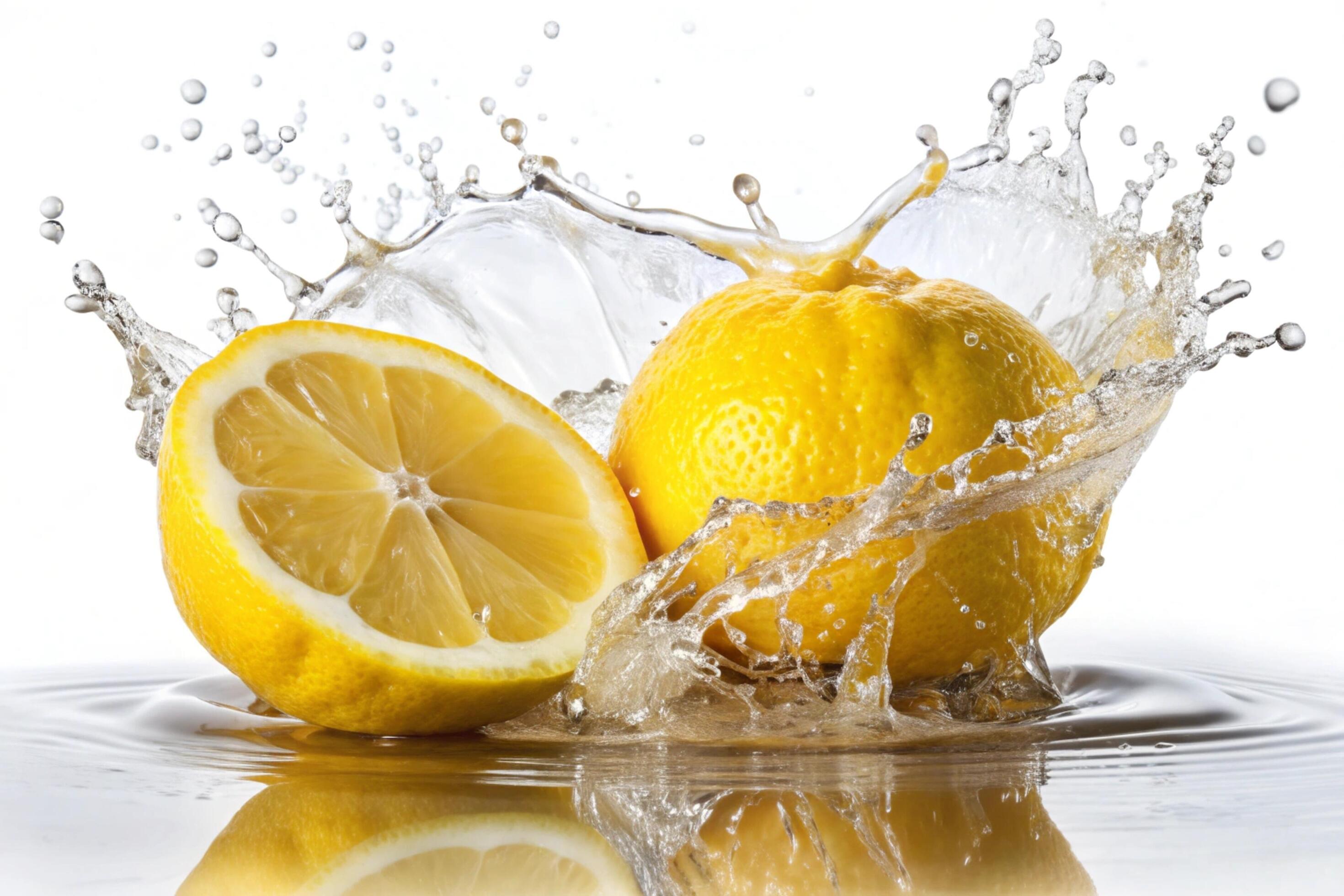 Lemon splashes on white background Stock Free