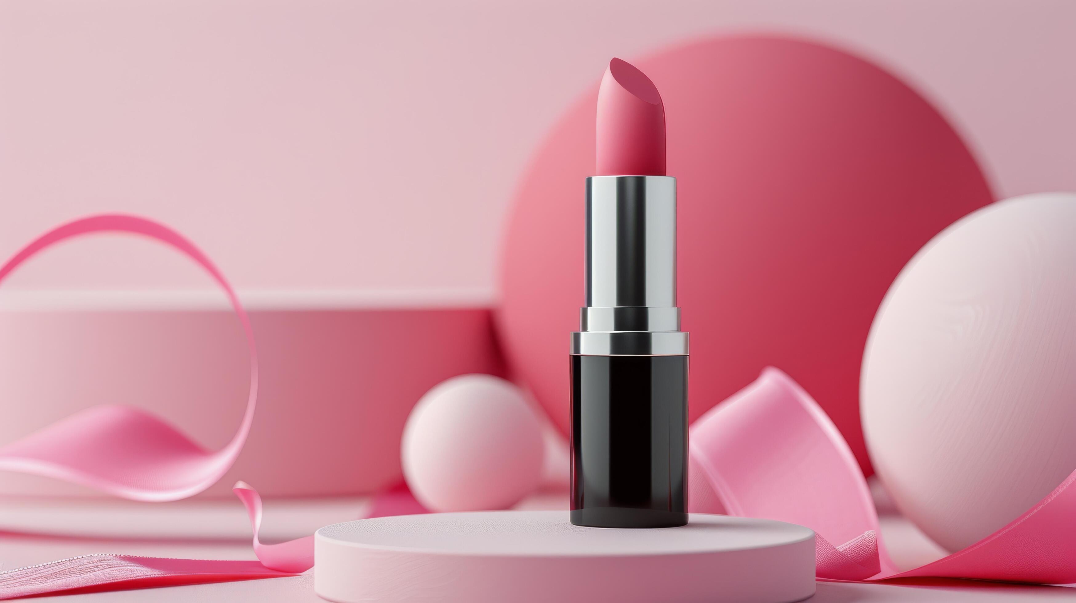 Pink Lipstick on Pink Background Stock Free