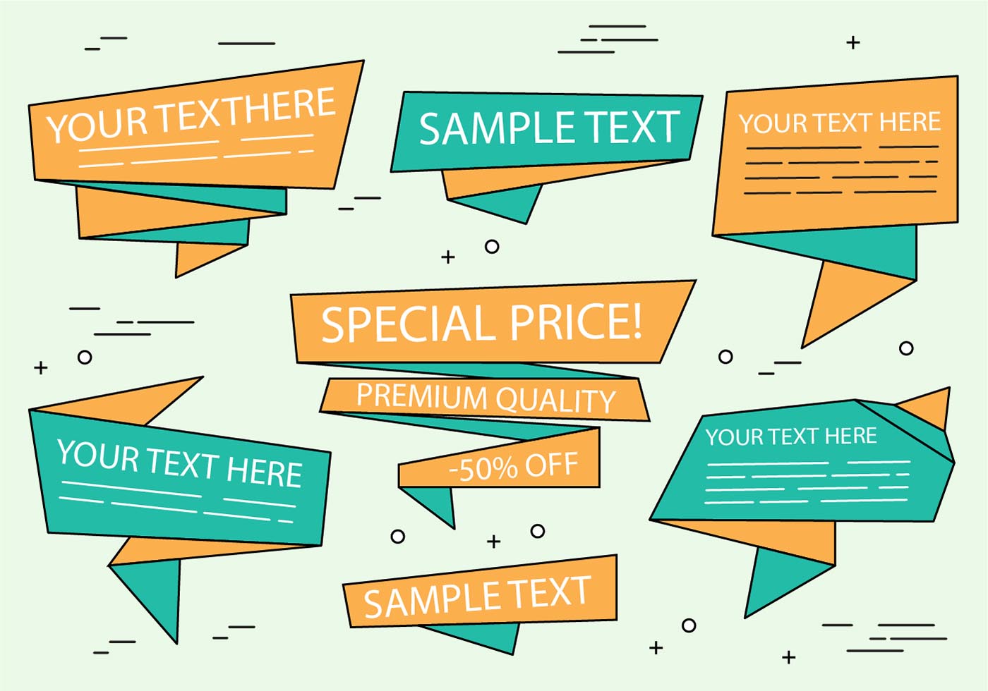 Free Vector Origami Sale Ribbons Free Vector and Free SVG