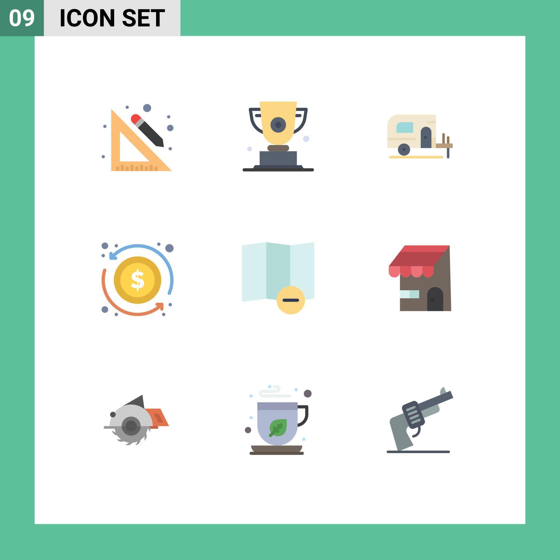 Universal Icon Symbols Group of 9 Modern Flat Colors of map money first exchange arrow Editable Vector Design Elements Stock Free