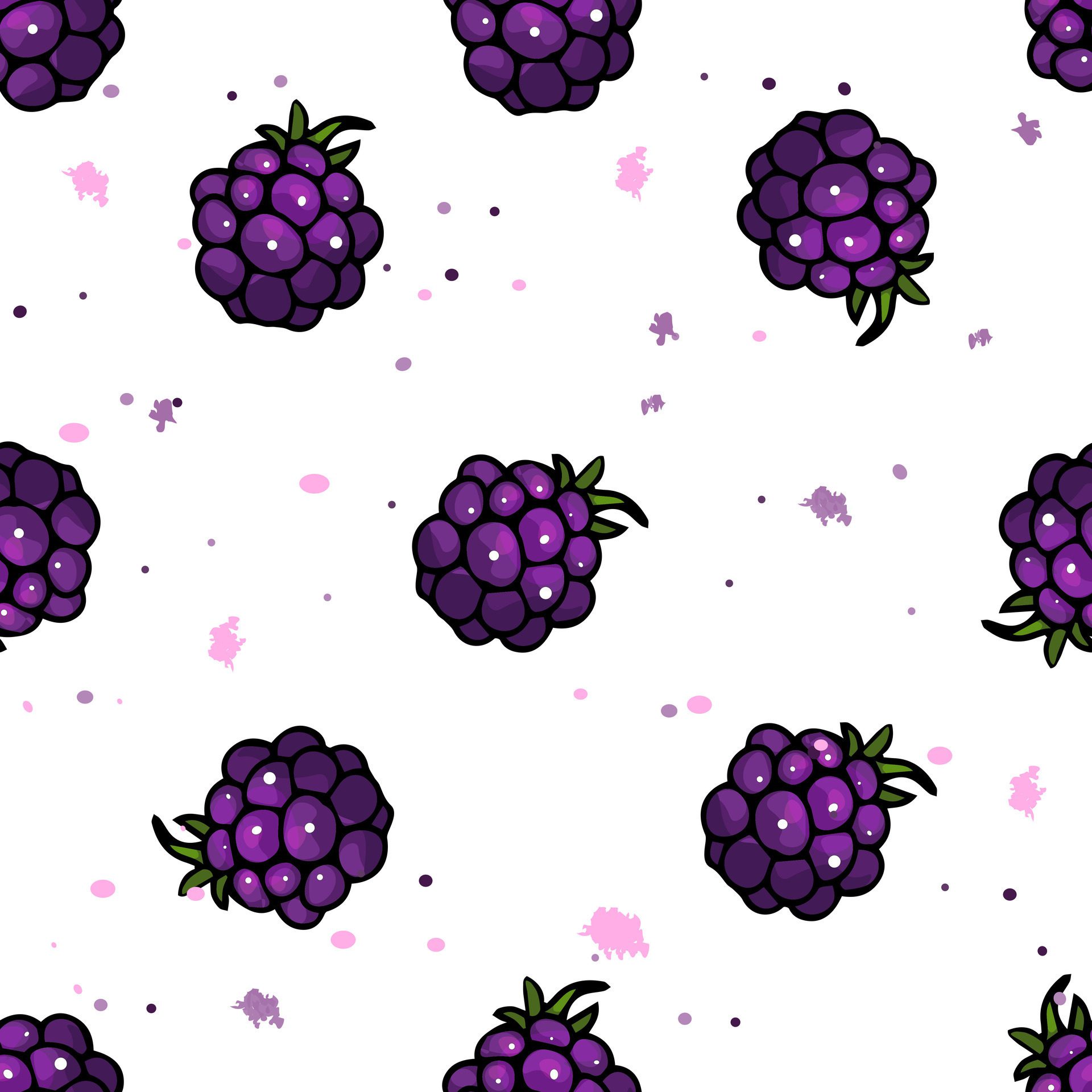 Wild berries pattern. Very berry, blackberry, raspberry, blueberry, color background. Seamless pattern for printing on print, textile Free Vector