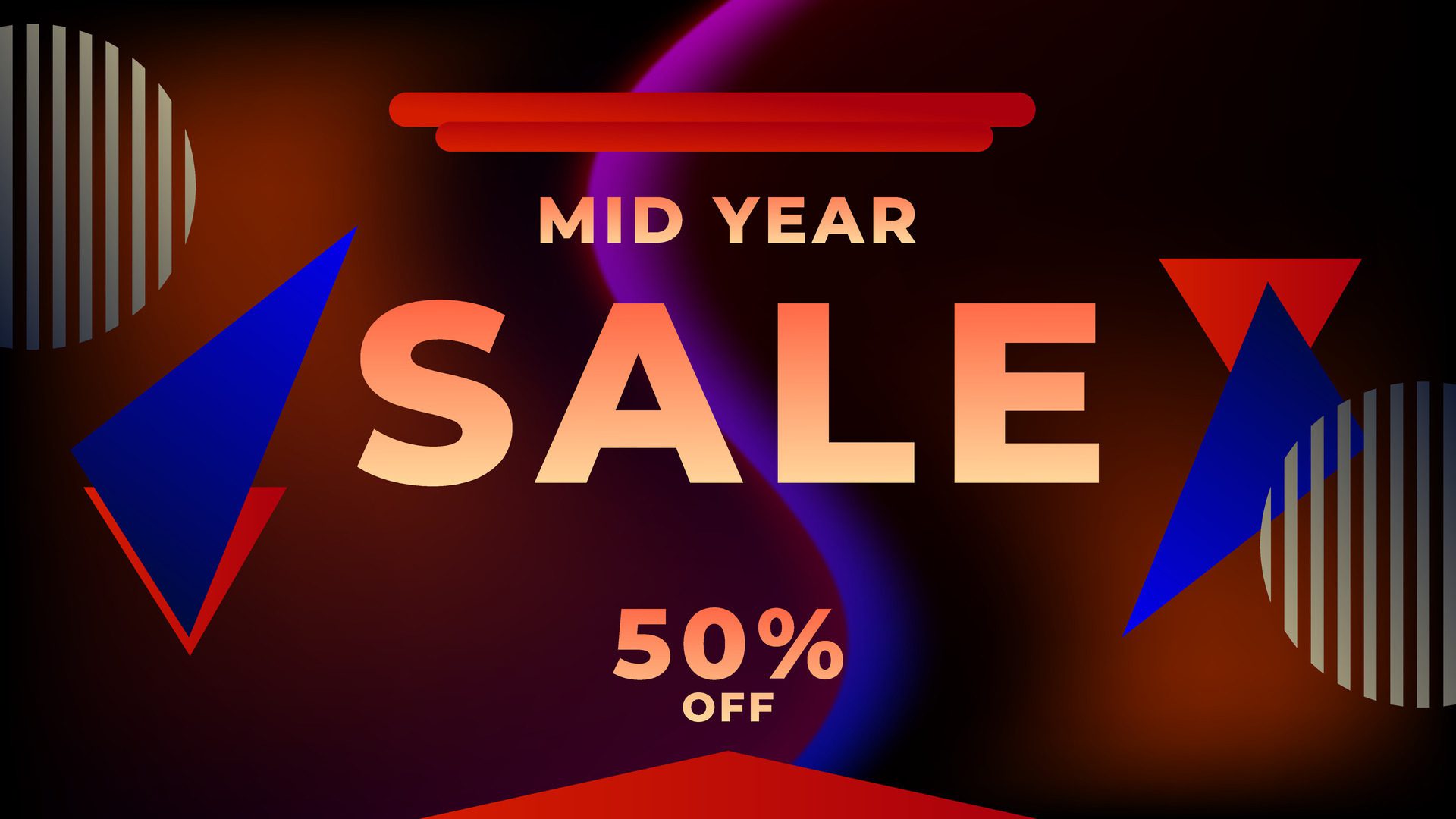 MID YEAR SALE OFFERS AND PROMOTION TEMPLATE BANNER DESIGN.COLORFUL GRADIENT COLOR BACKGROUND VECTOR. GOOD FOR SOCIAL MEDIA POST, COVER , POSTER Free Vector