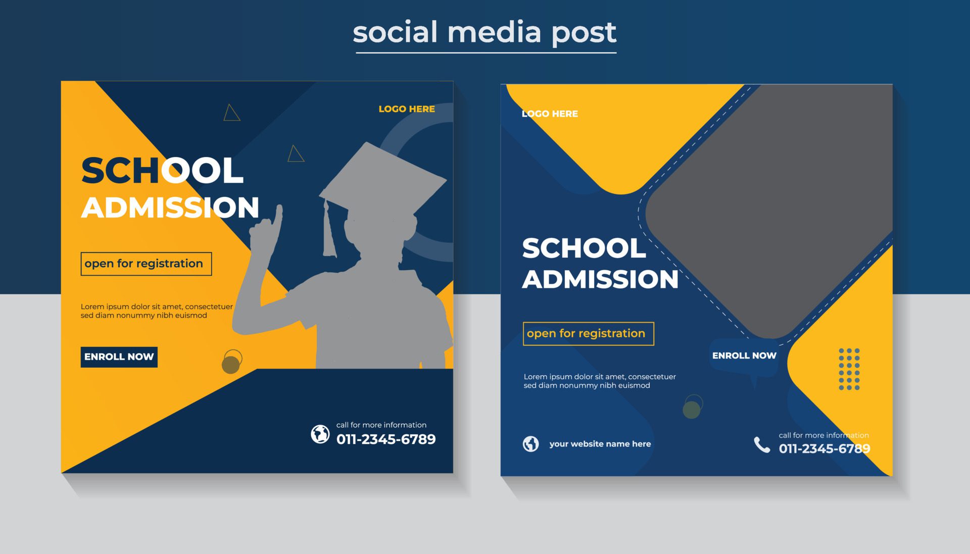 Modern School education admission web banner and social media post template Free Vector and Free SVG