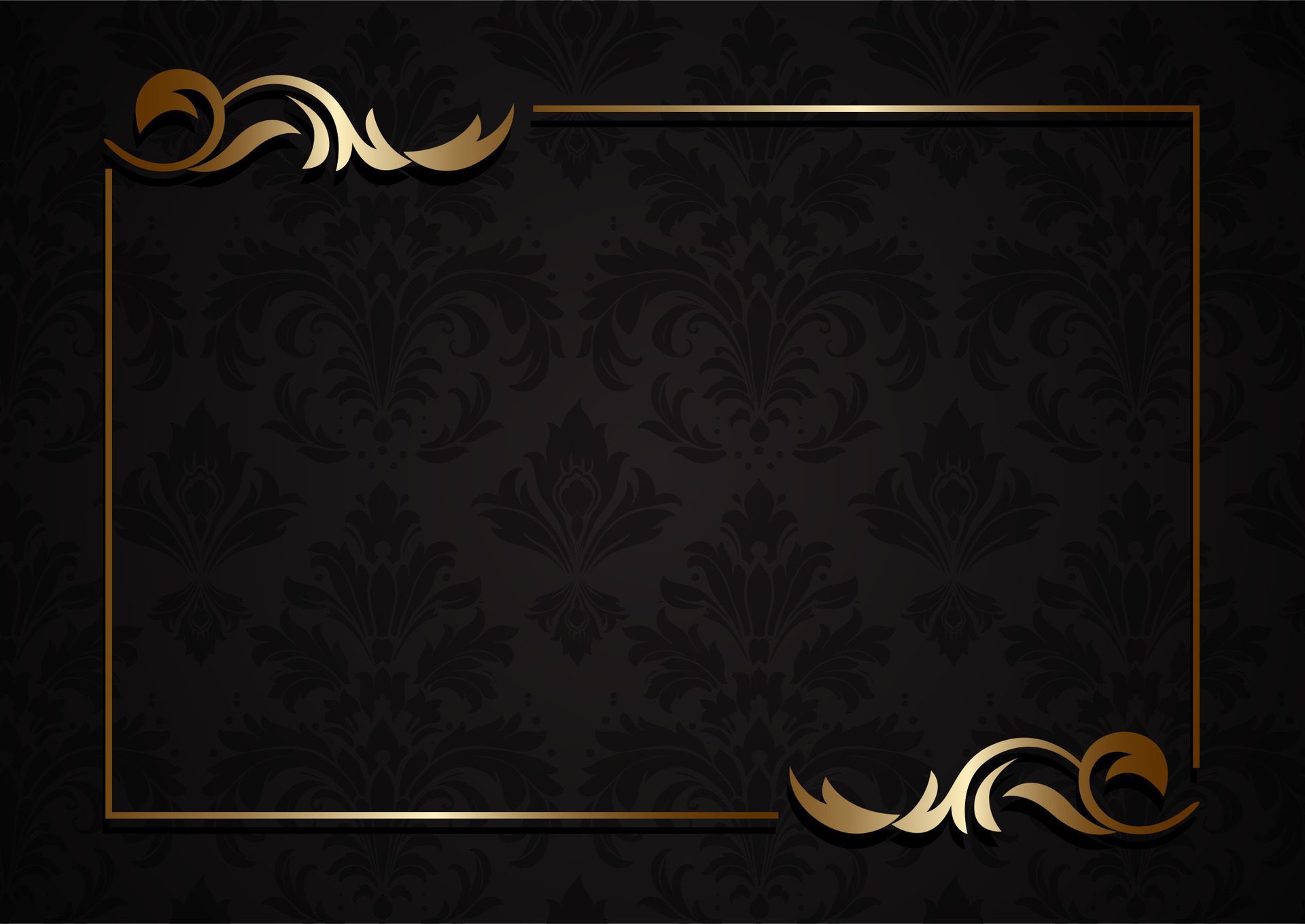 elegant background with damask pattern and gold frame Free Vector