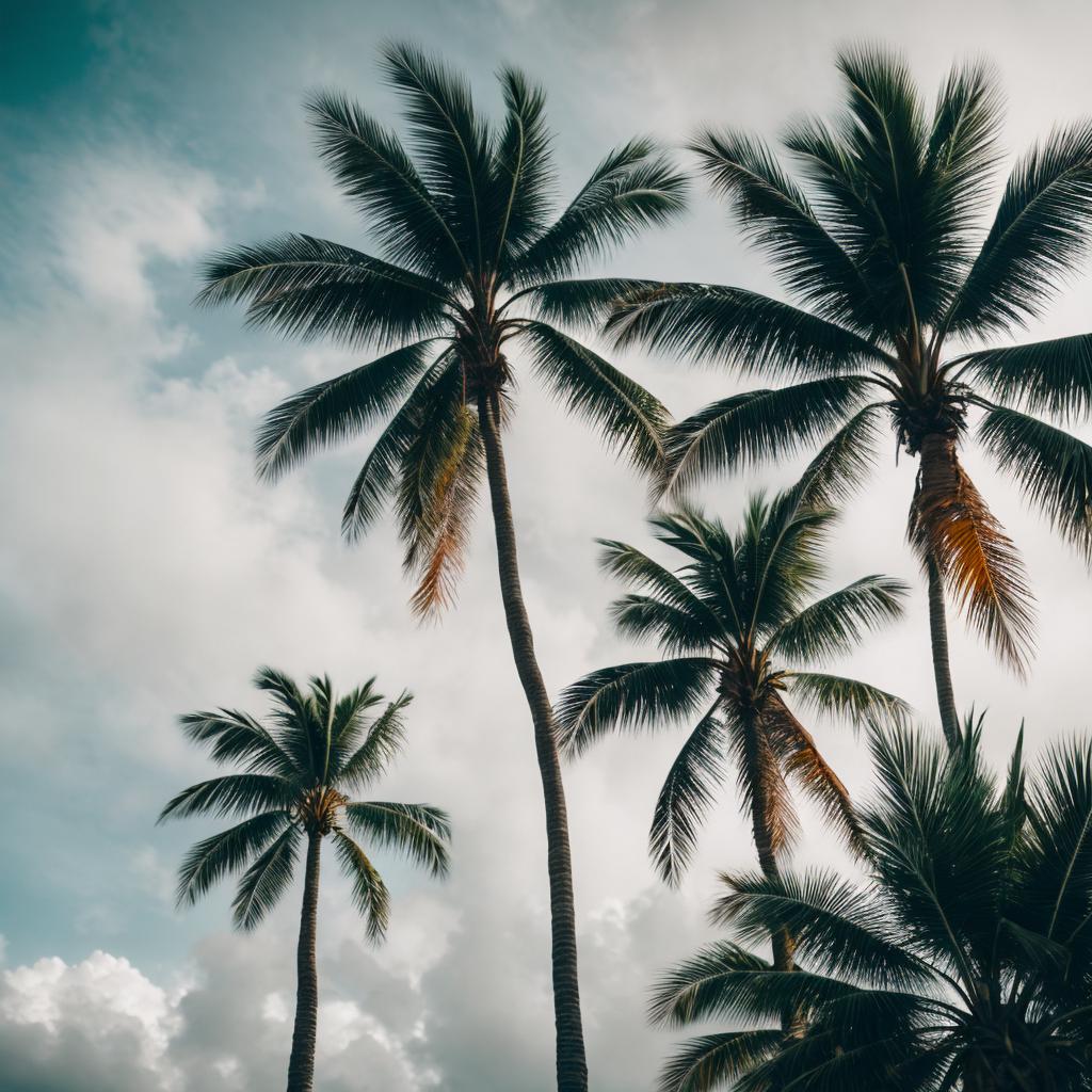 Gray sky and palm by @ai_generated