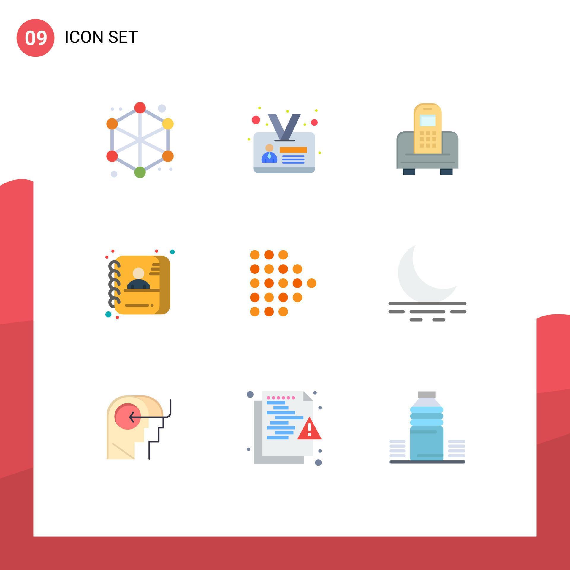 Group of 9 Modern Flat Colors Set for dotted arrow mobile id employee Editable Vector Design Elements Stock Free