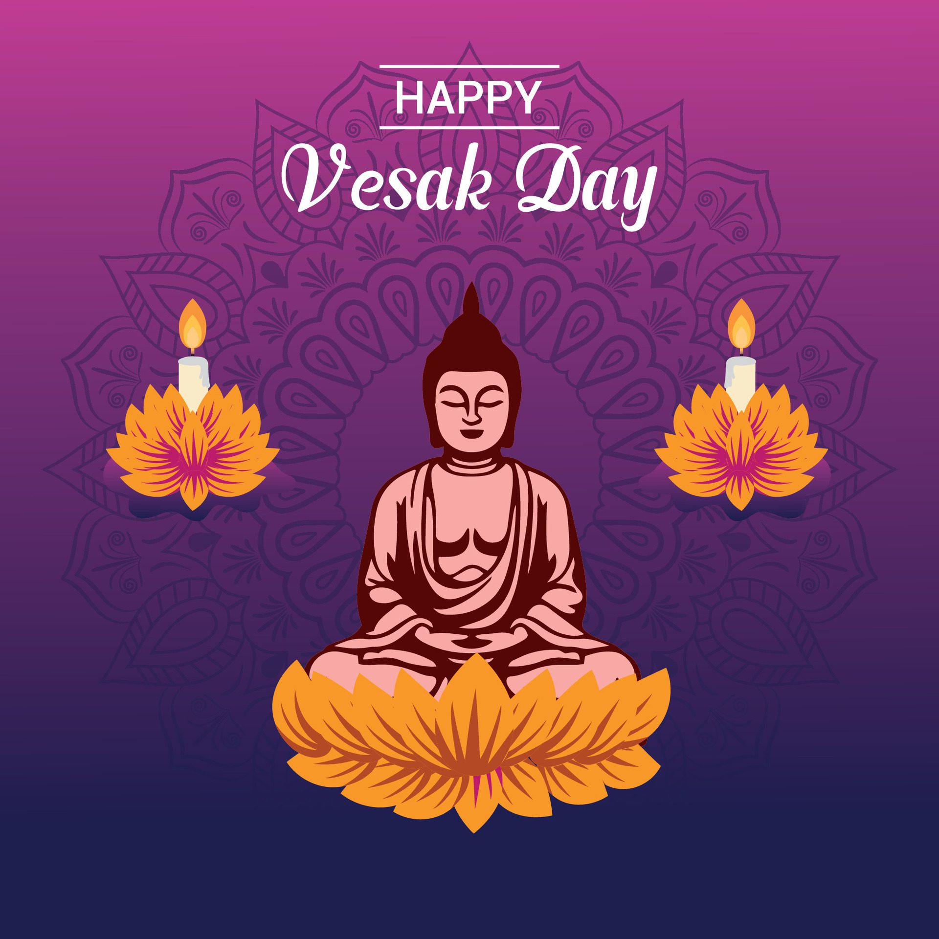 Flat vesak day illustration festival celebration social media post and vesak day Banner Free Vector