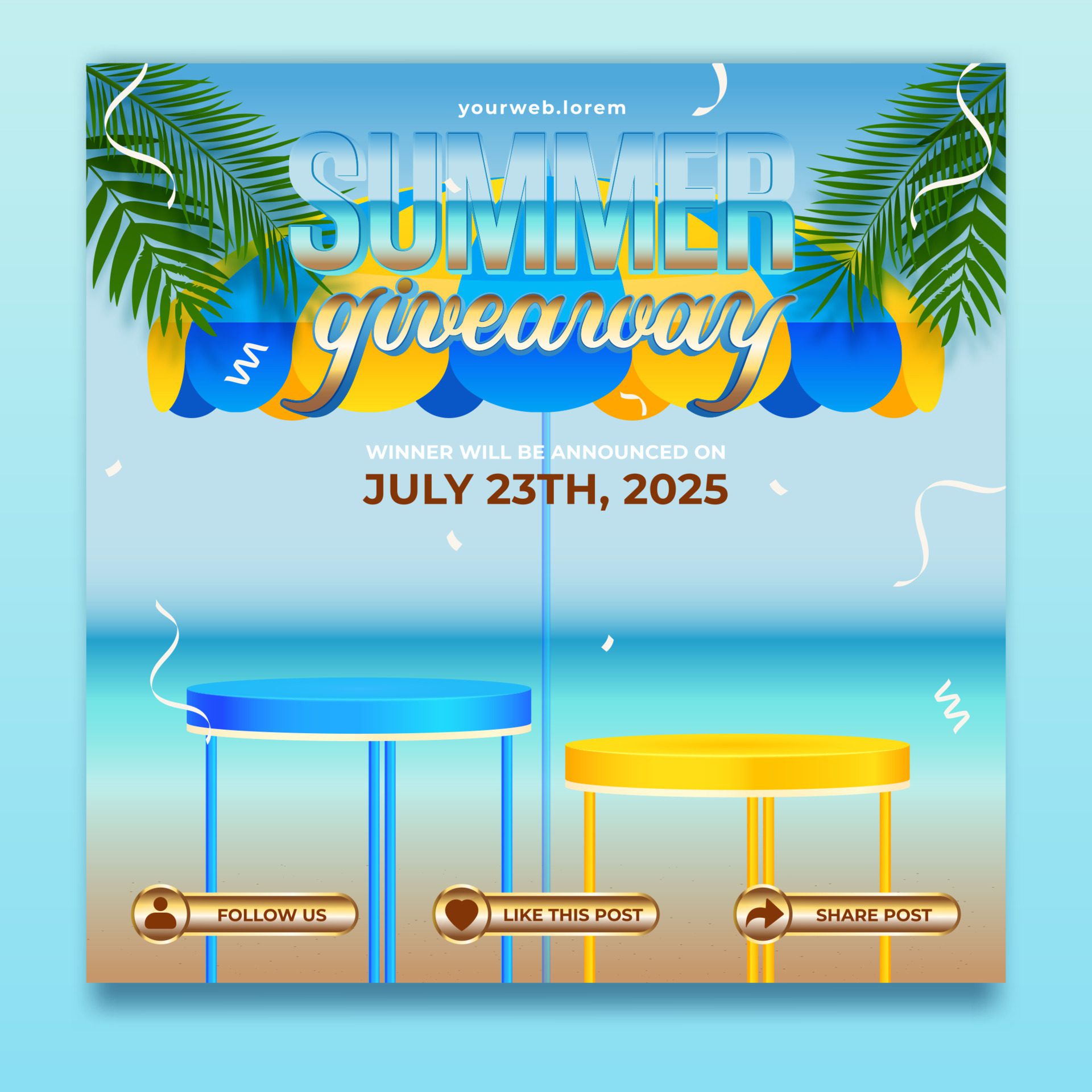 Summer giveaway banner template Free Vector