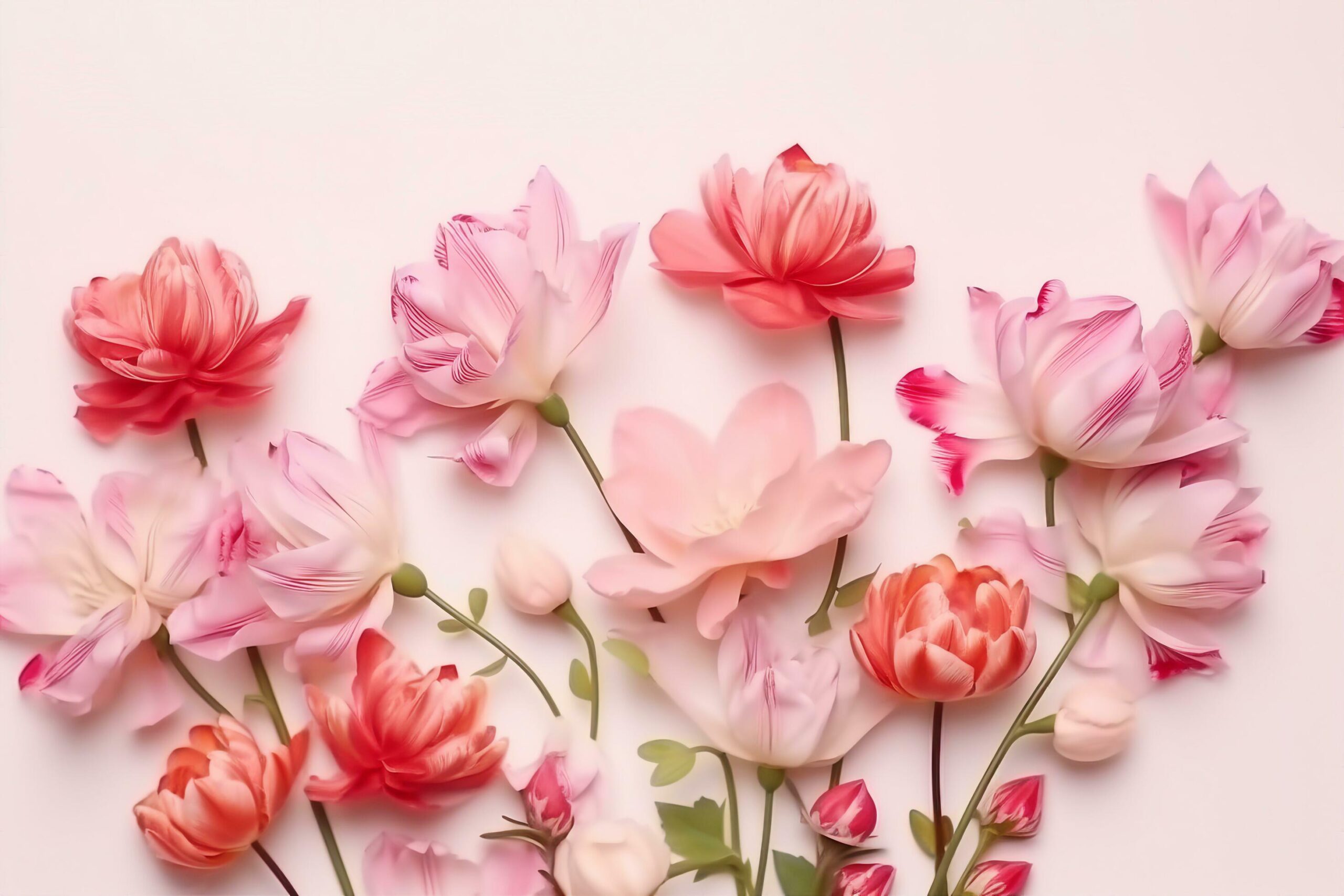 beautiful spring flowers on white background. generative ai. Free Photo