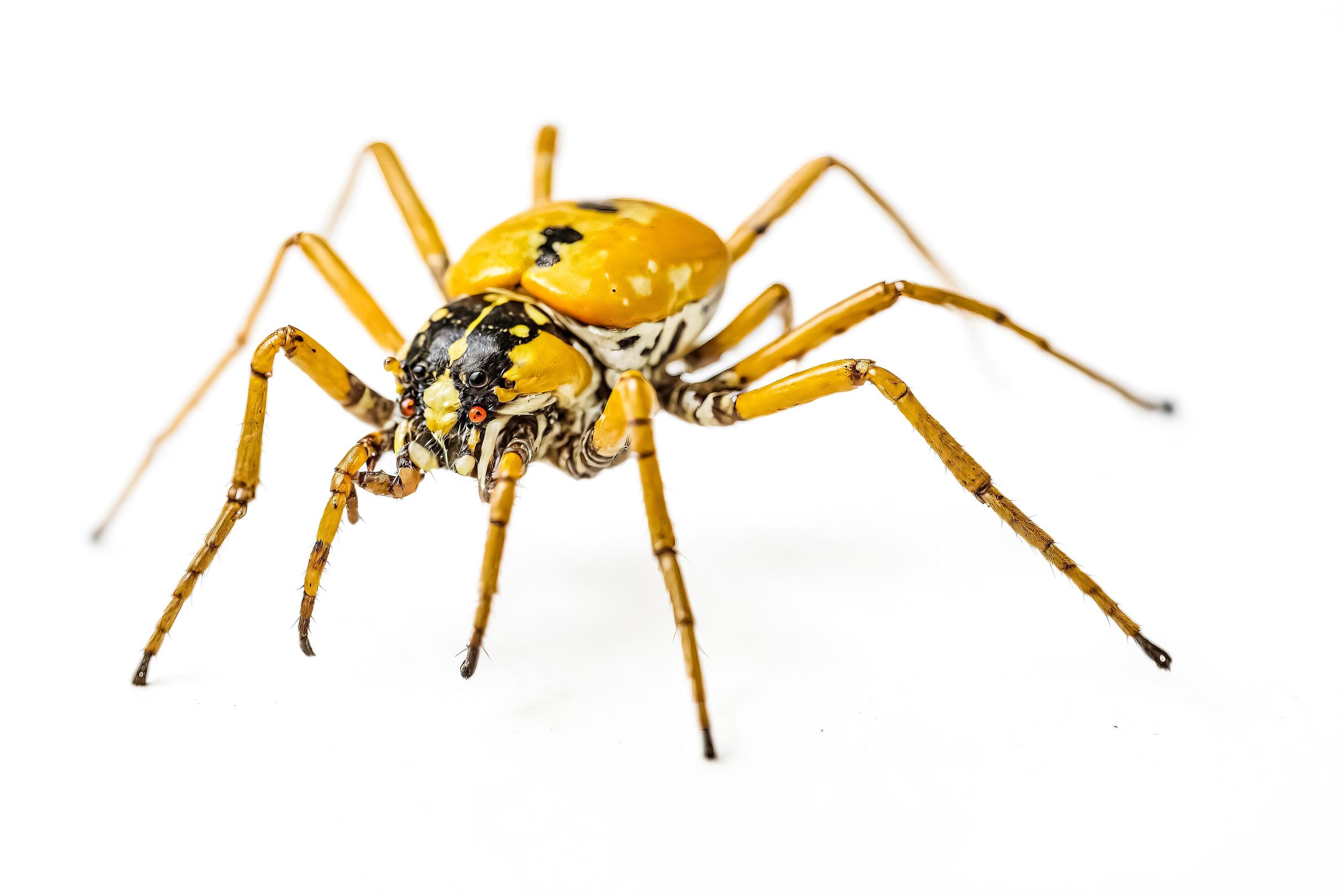 Yellow and Black Spider on White Background Stock Free