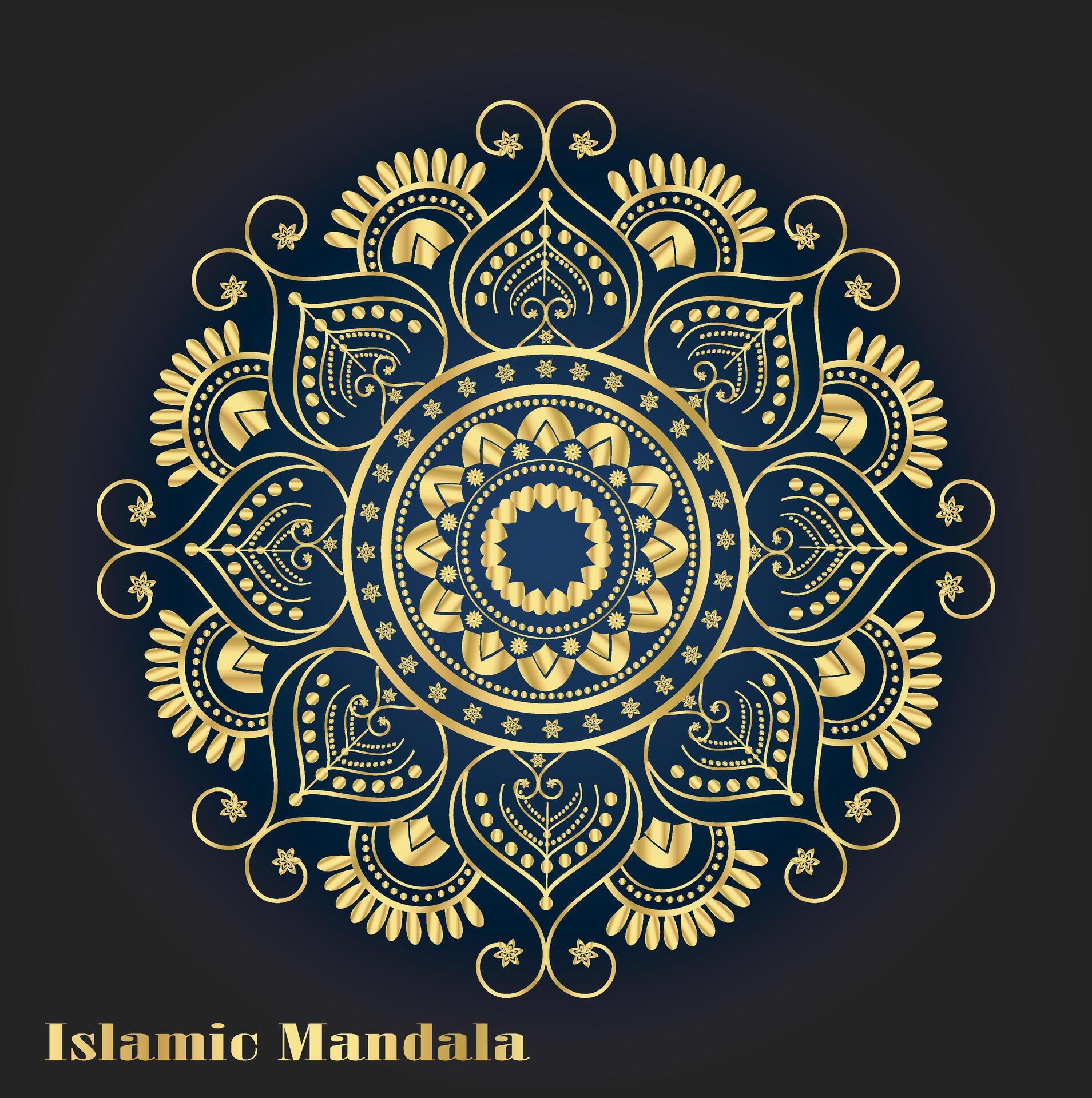 Abstract golden ornament and flower mandala Stock Free