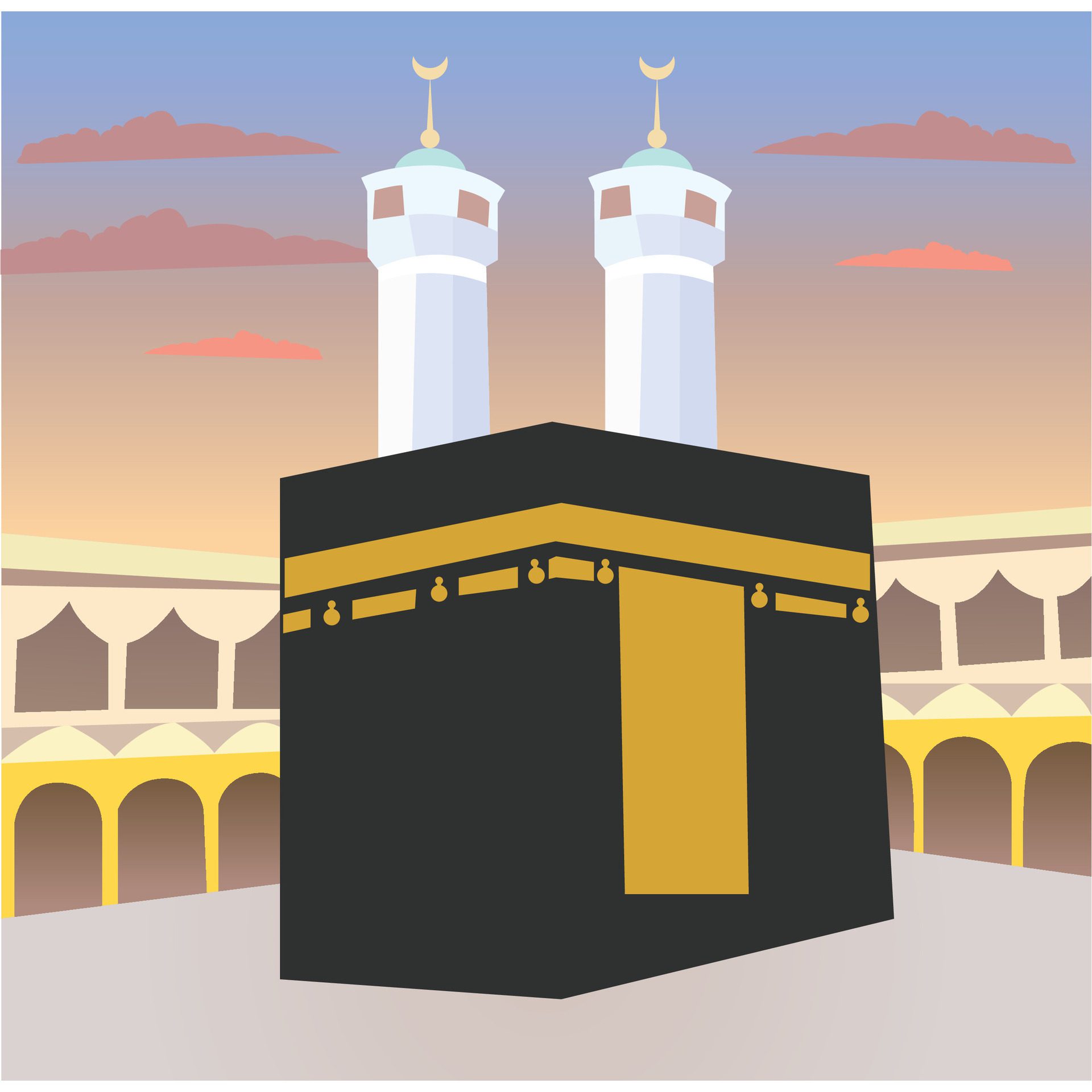 Hajj Mabrour islamic banner template design with Kaaba illustration. Free Vector