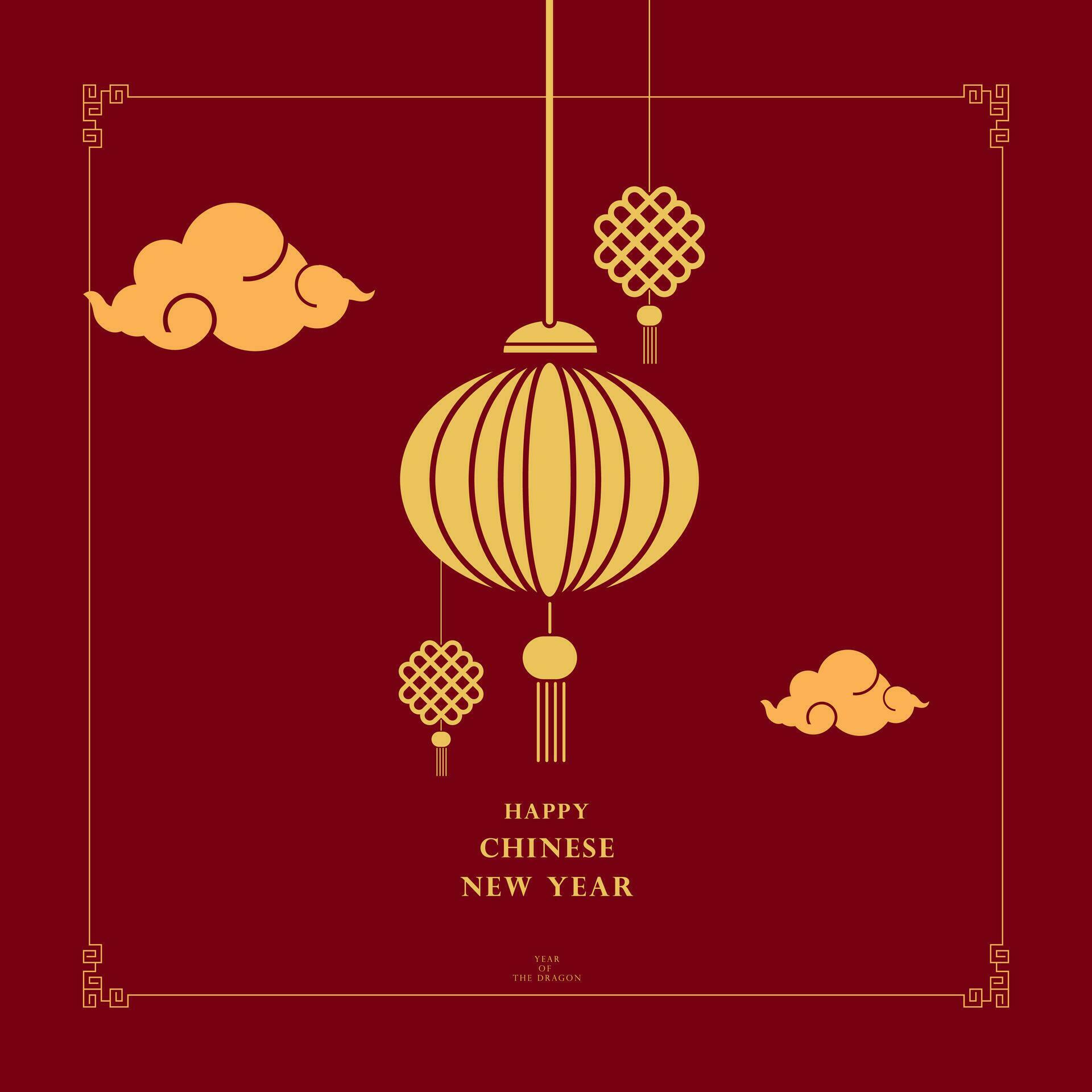 Chinese New Year banner on red background, Chinese New Year concepts vector design for flowers, lanterns, clouds, elements and ornaments, post cards Stock Free