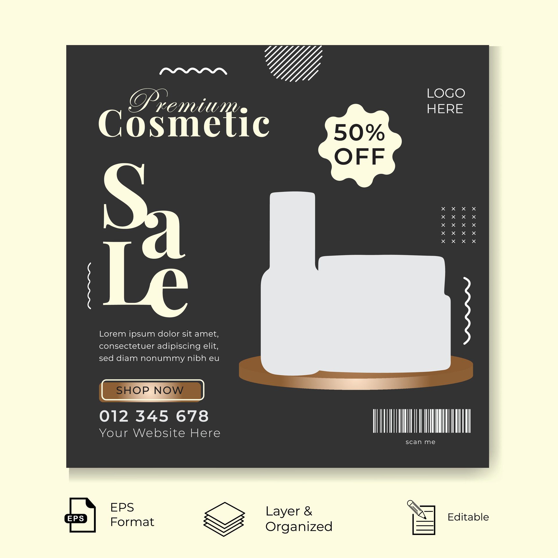 Cosmetics social media banner design template free download Free Vector