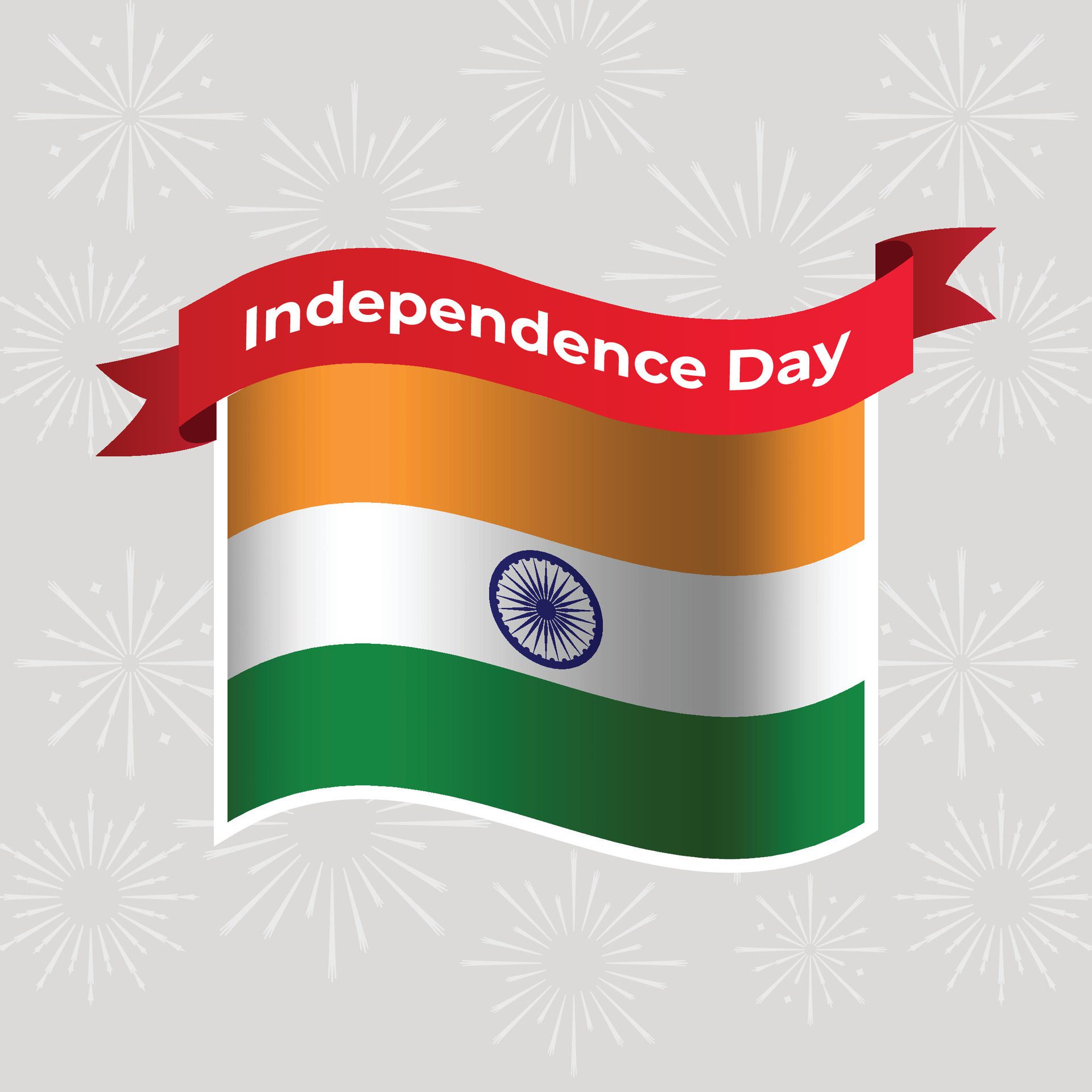 India Wavy Flag Independence Day Banner Background Free Vector