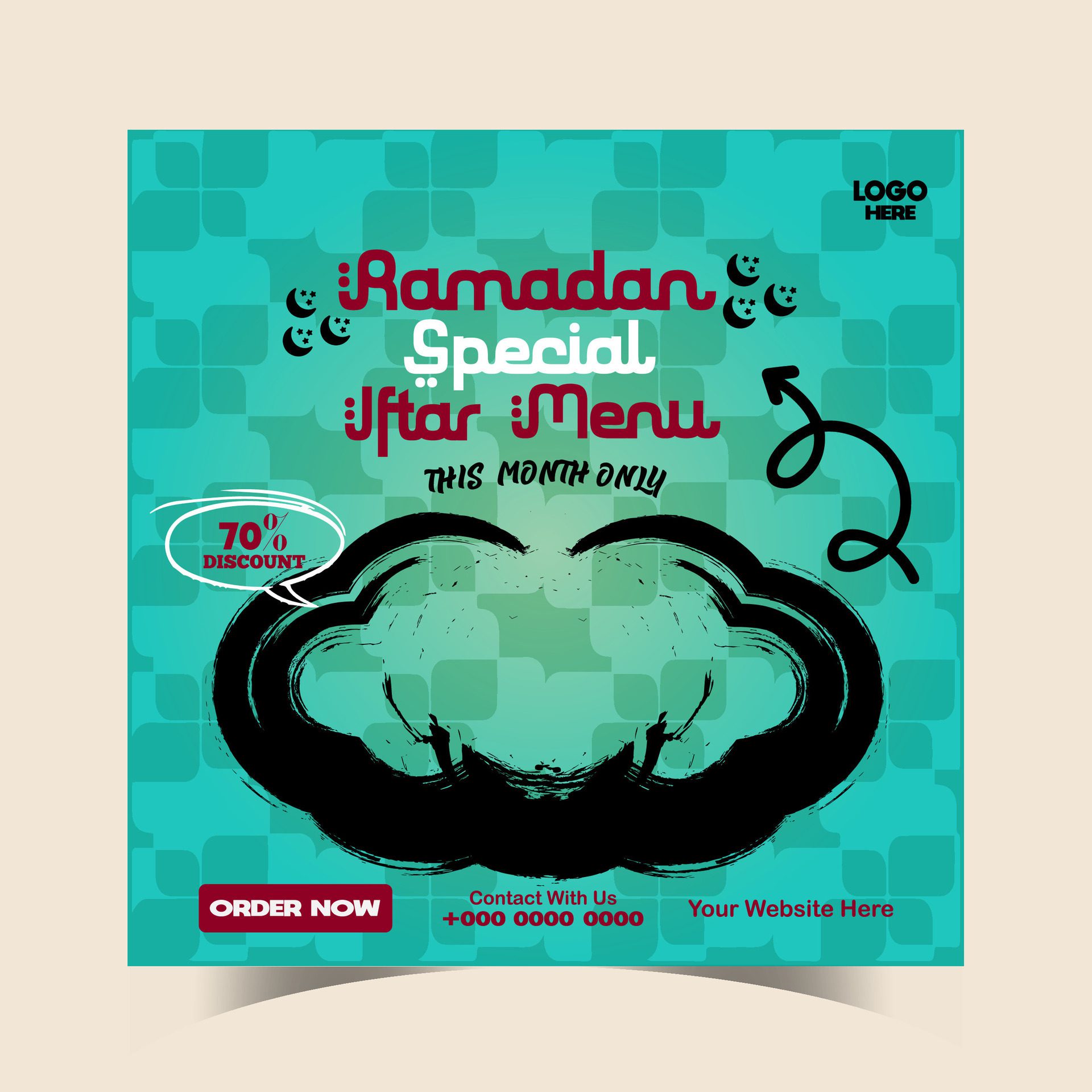 Ramadan iftar menu food post design and social media banner template Free Vector