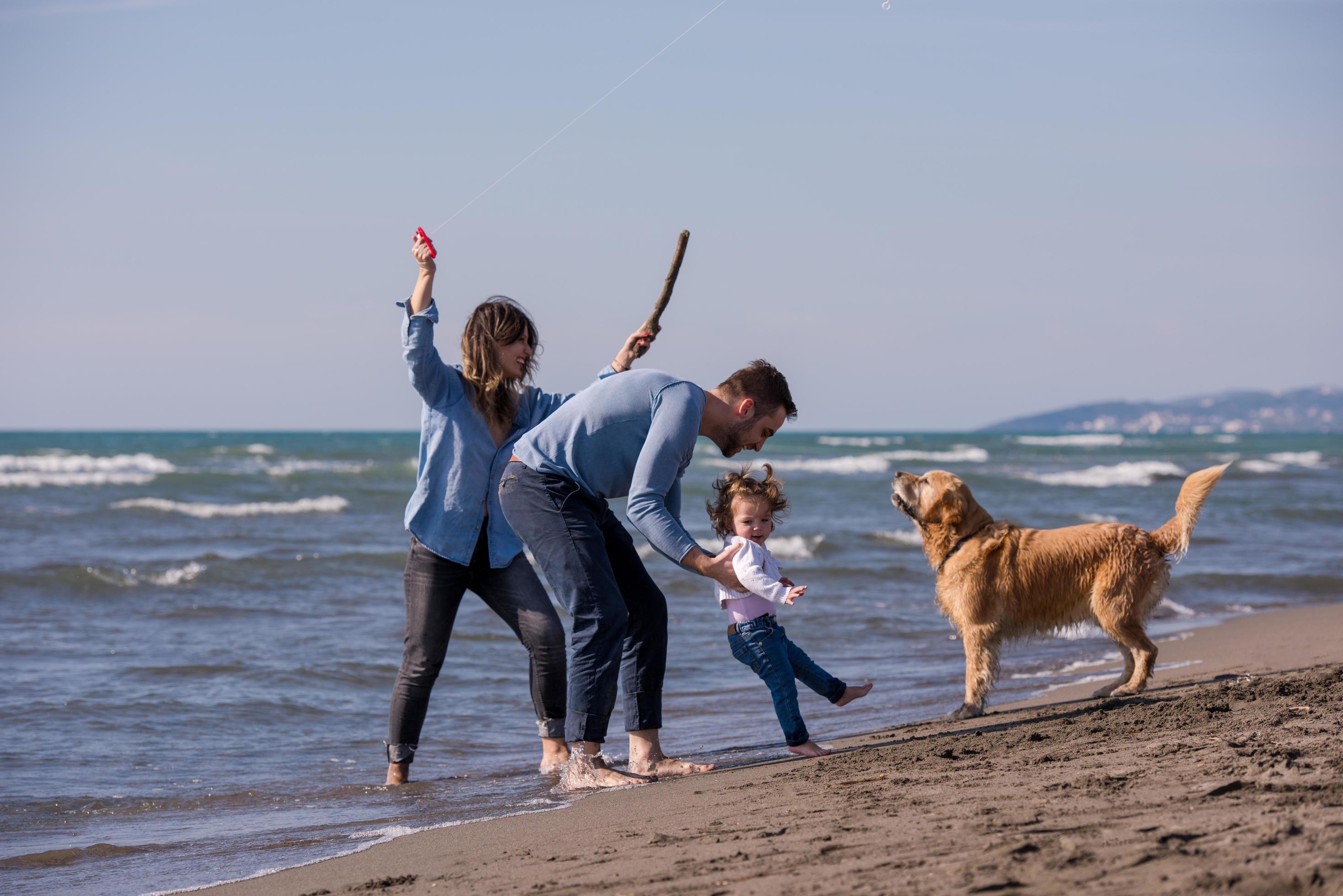 happy young family enjoying vecation during autumn day Stock Free