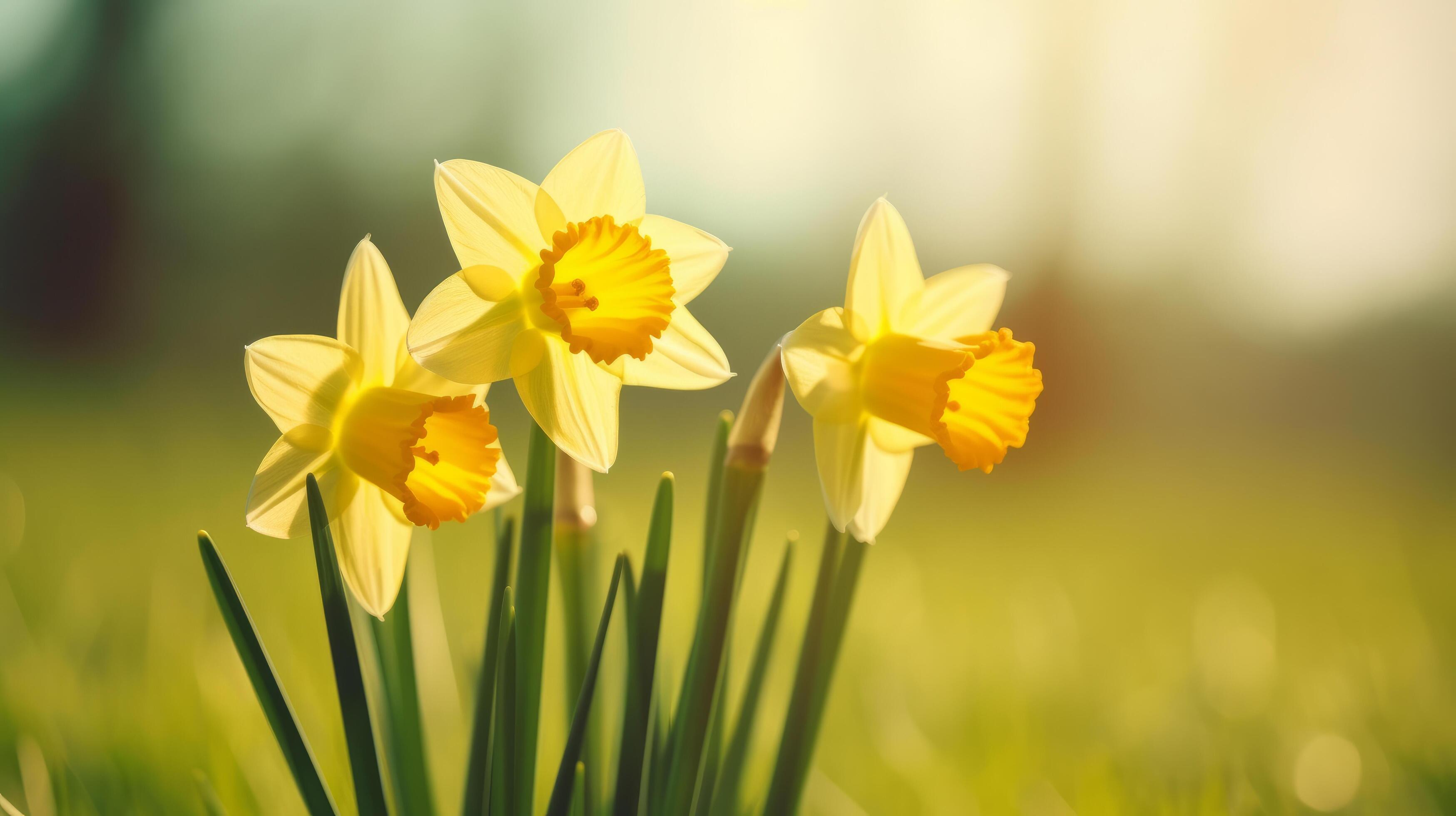 Daffodils flower background. Illustration Stock Free