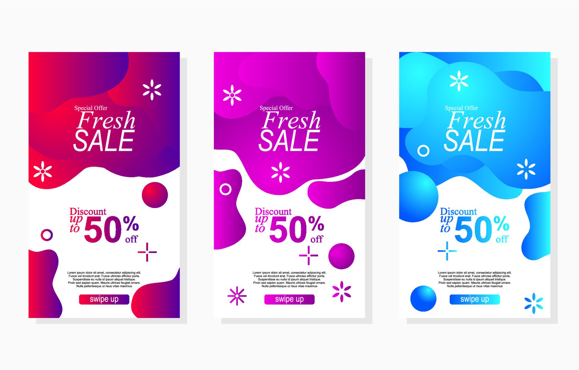 set of colorful sale banners social media advertisement and promotion design with abstract liquid shape Free Vector and Free SVG