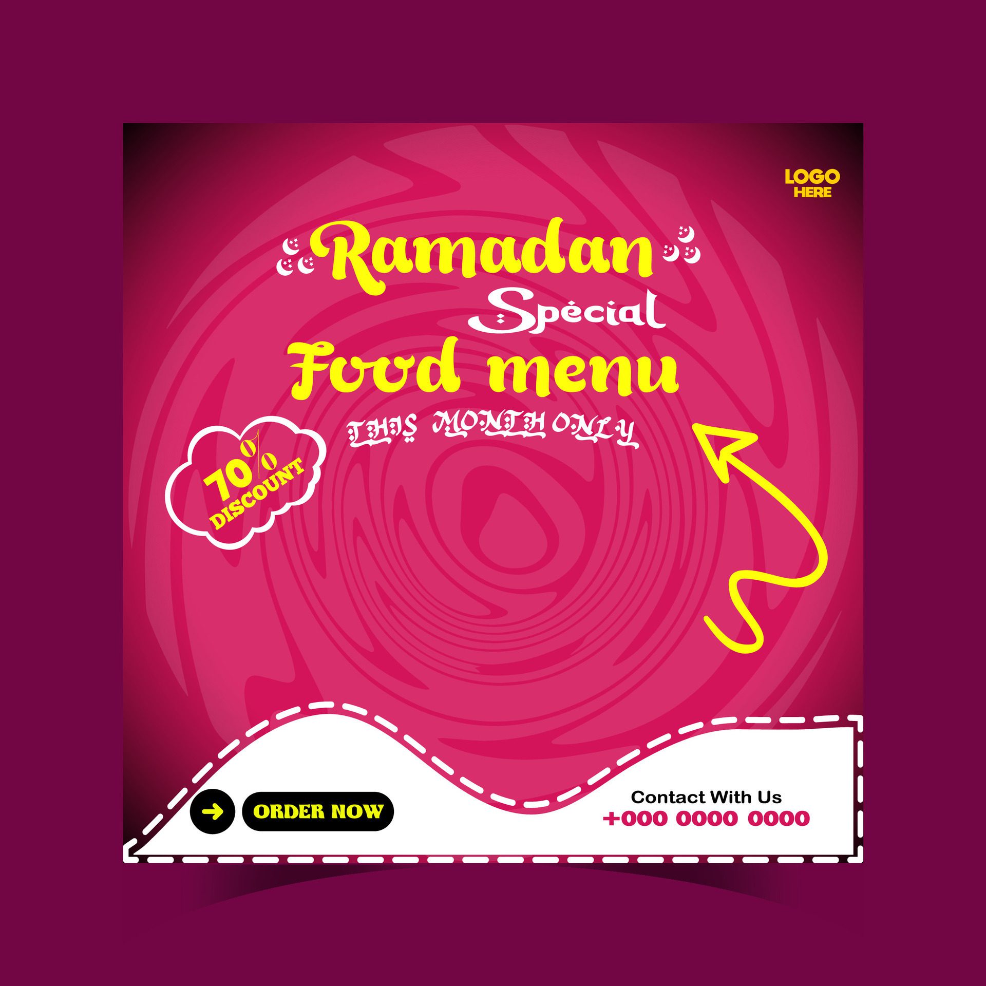 Ramadan iftar menu food post design and social media banner template Free Vector