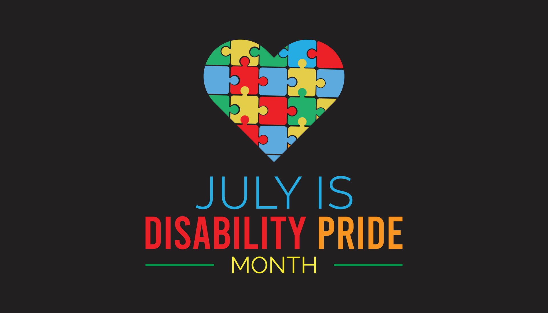 Disability Pride Month observed every year in July. Template for background, banner, card, poster with text inscription. Free Vector