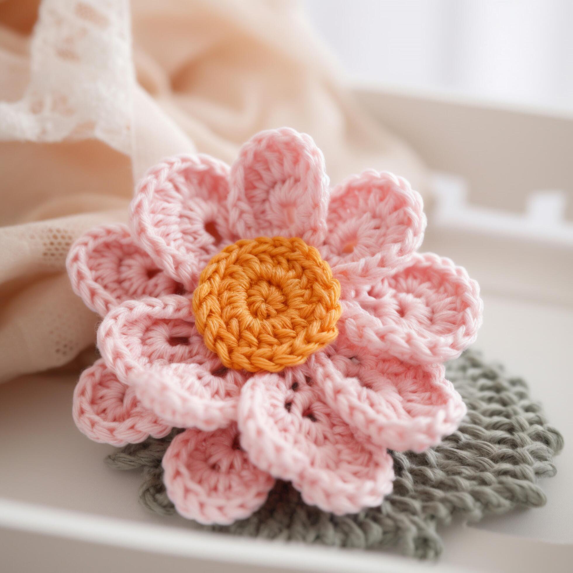 Crochet flowers on a table Stock Free