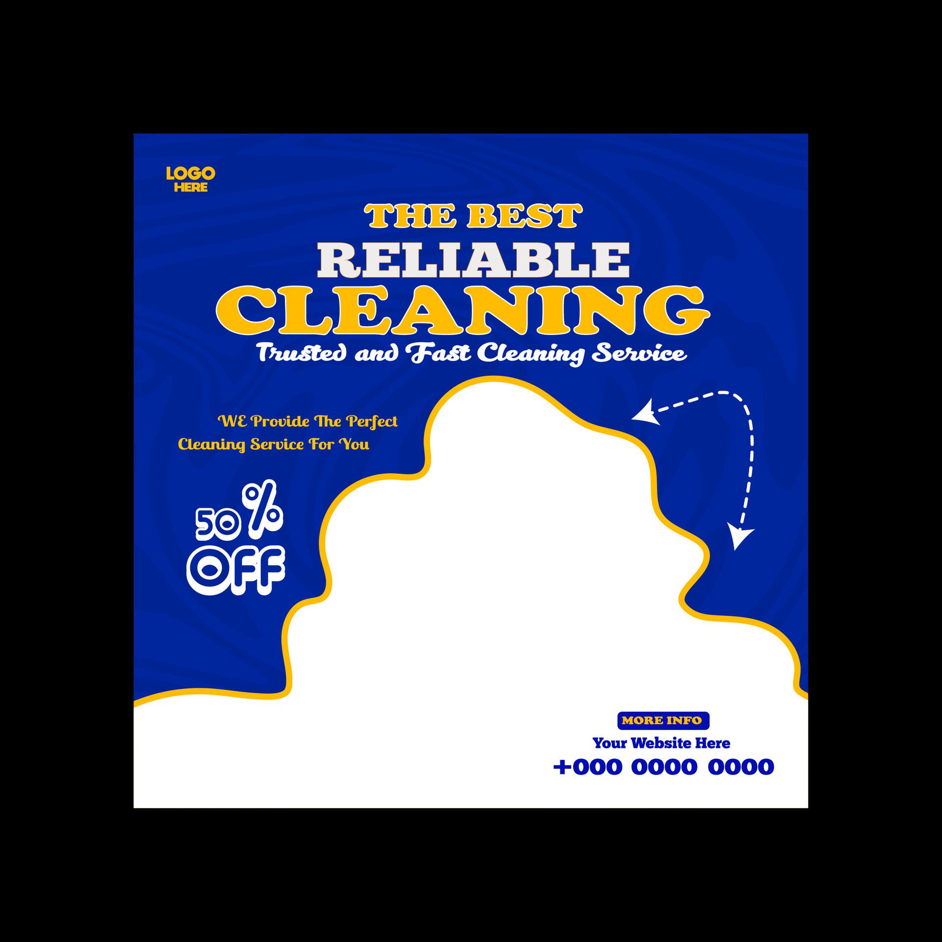 Reliable Cleaning service banner design and square social media post template Free Vector