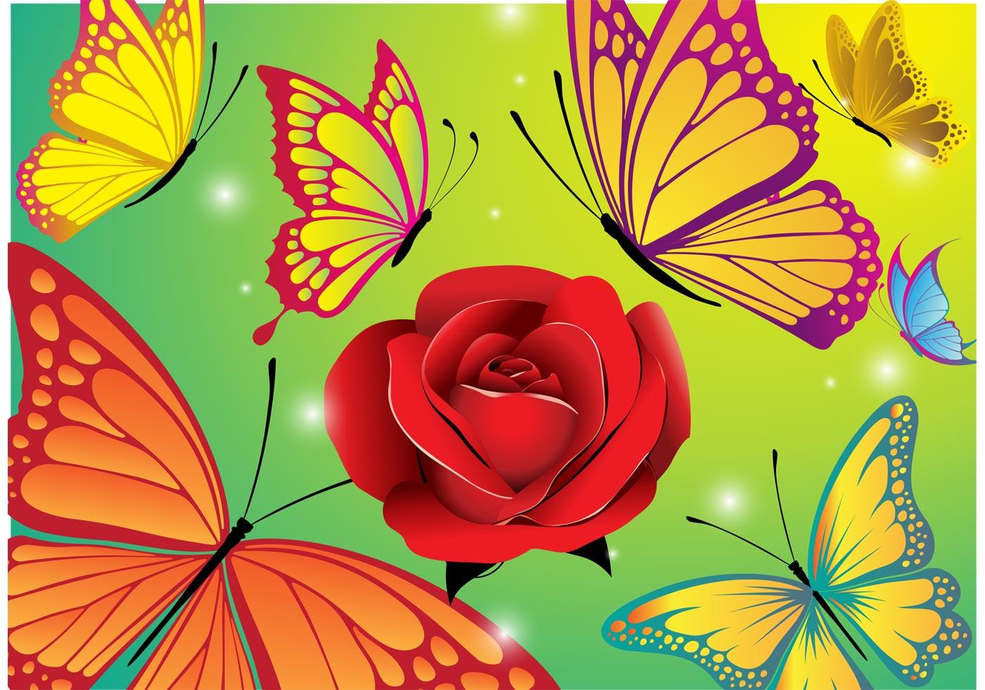 Flower and Butterfly Vector Background Stock Free and Free SVG