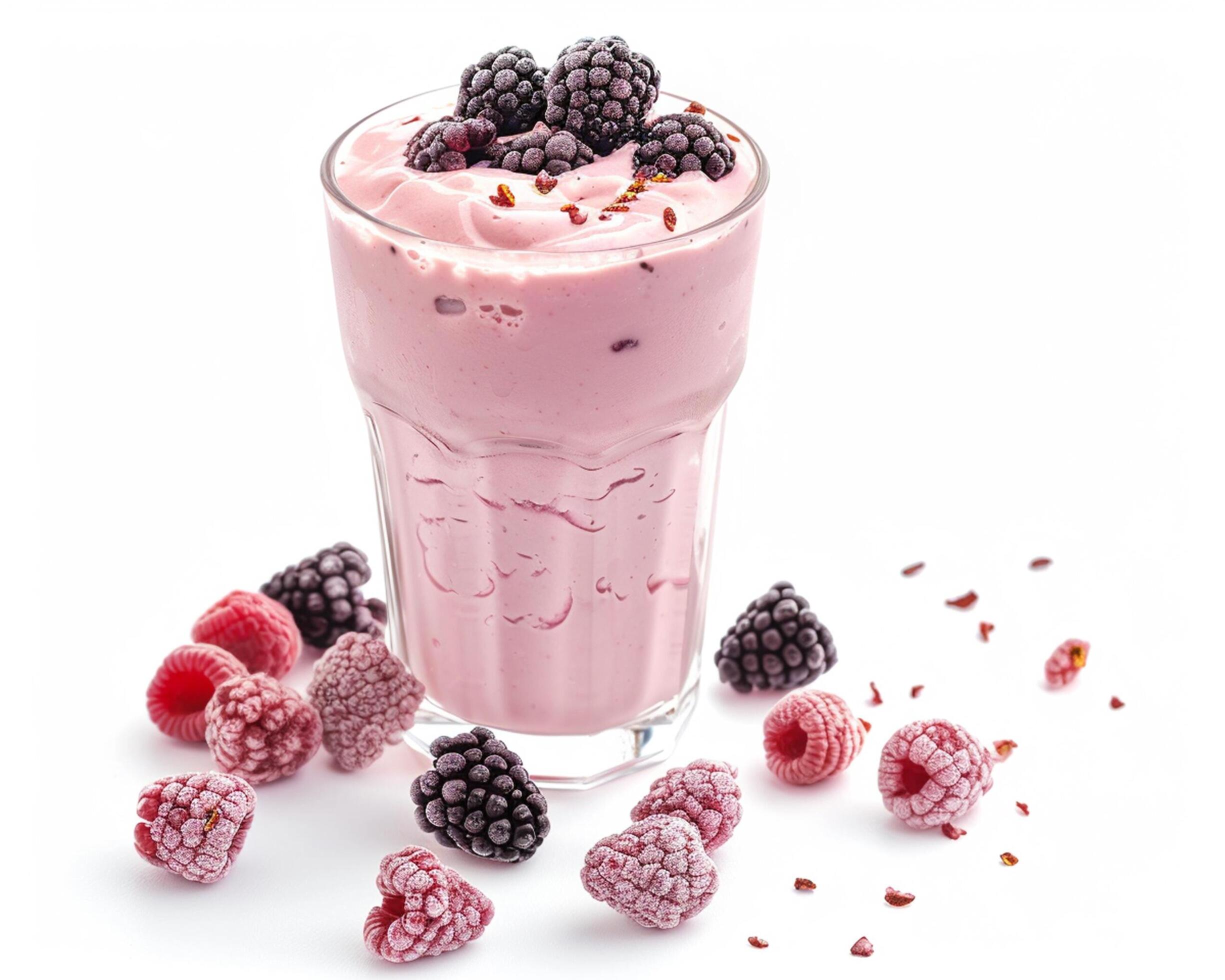 a smoothie with berries and raspberries Stock Free