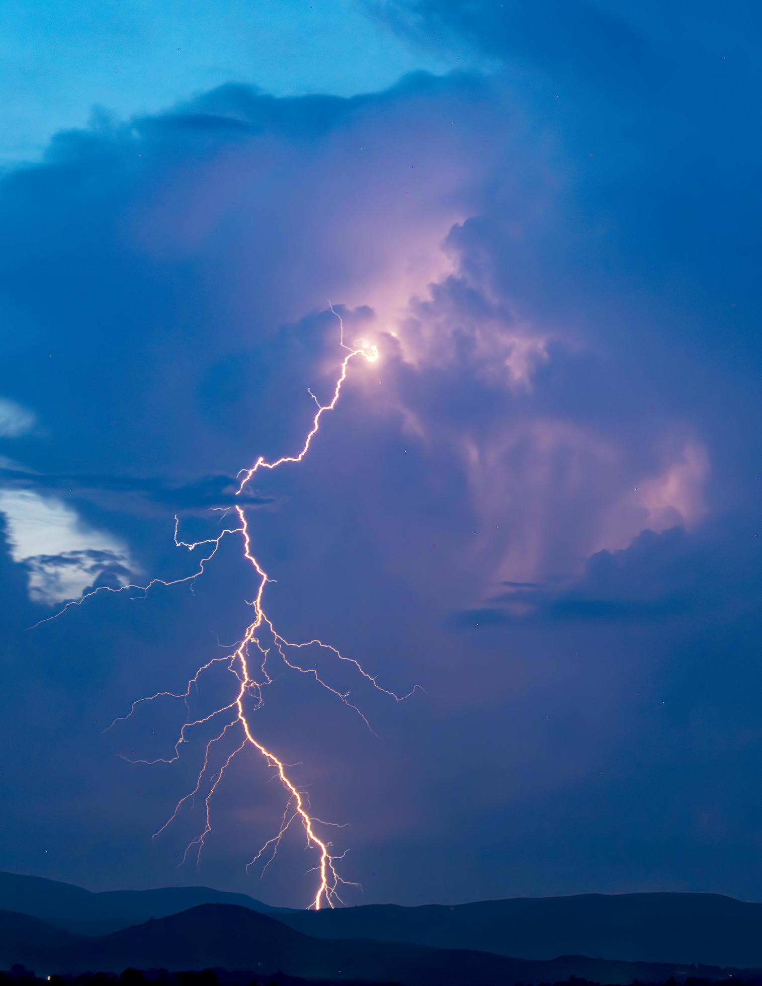 Massive lightning strike in color Stock Free