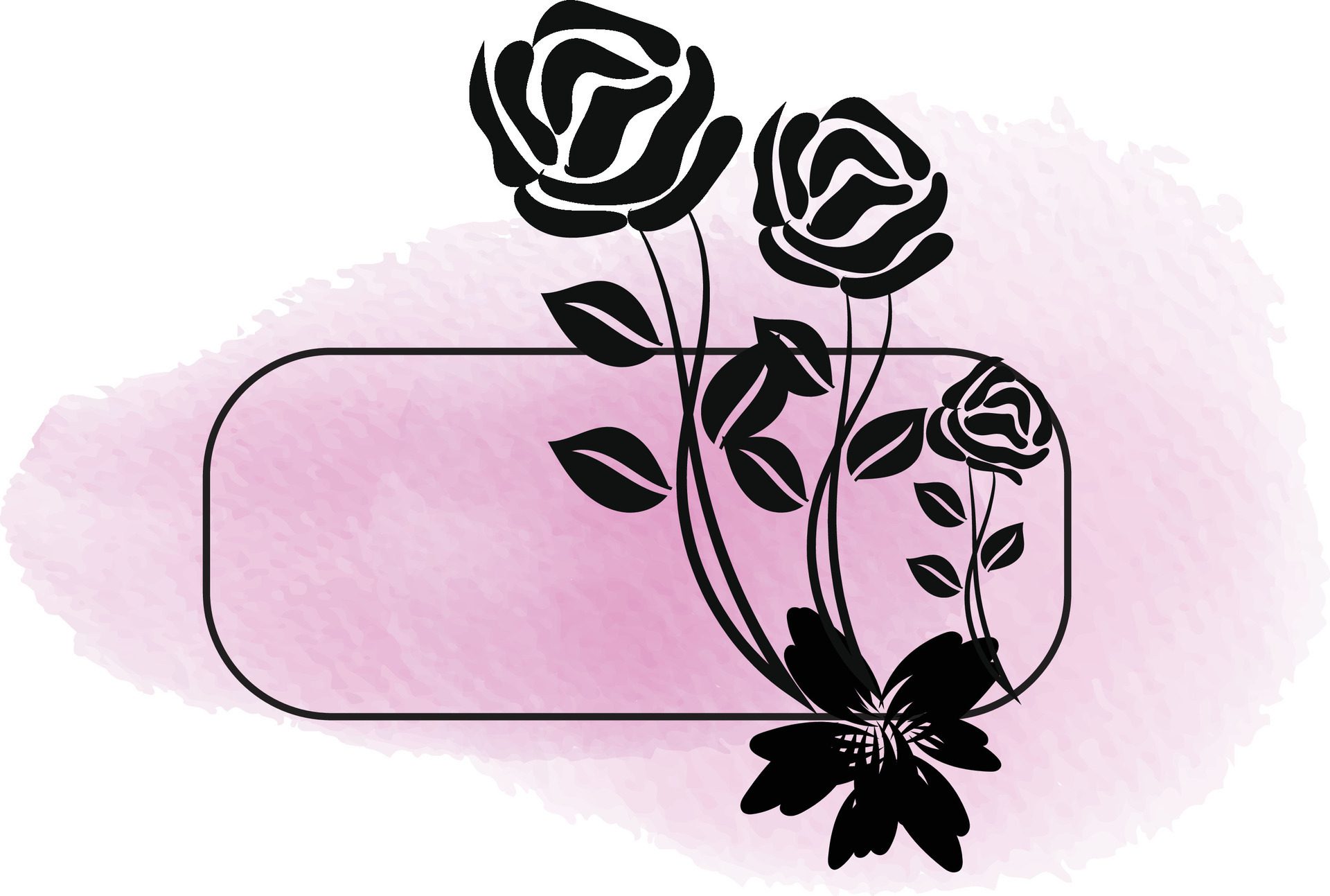 realistic hand drawn flowers with blank banner Free Vector