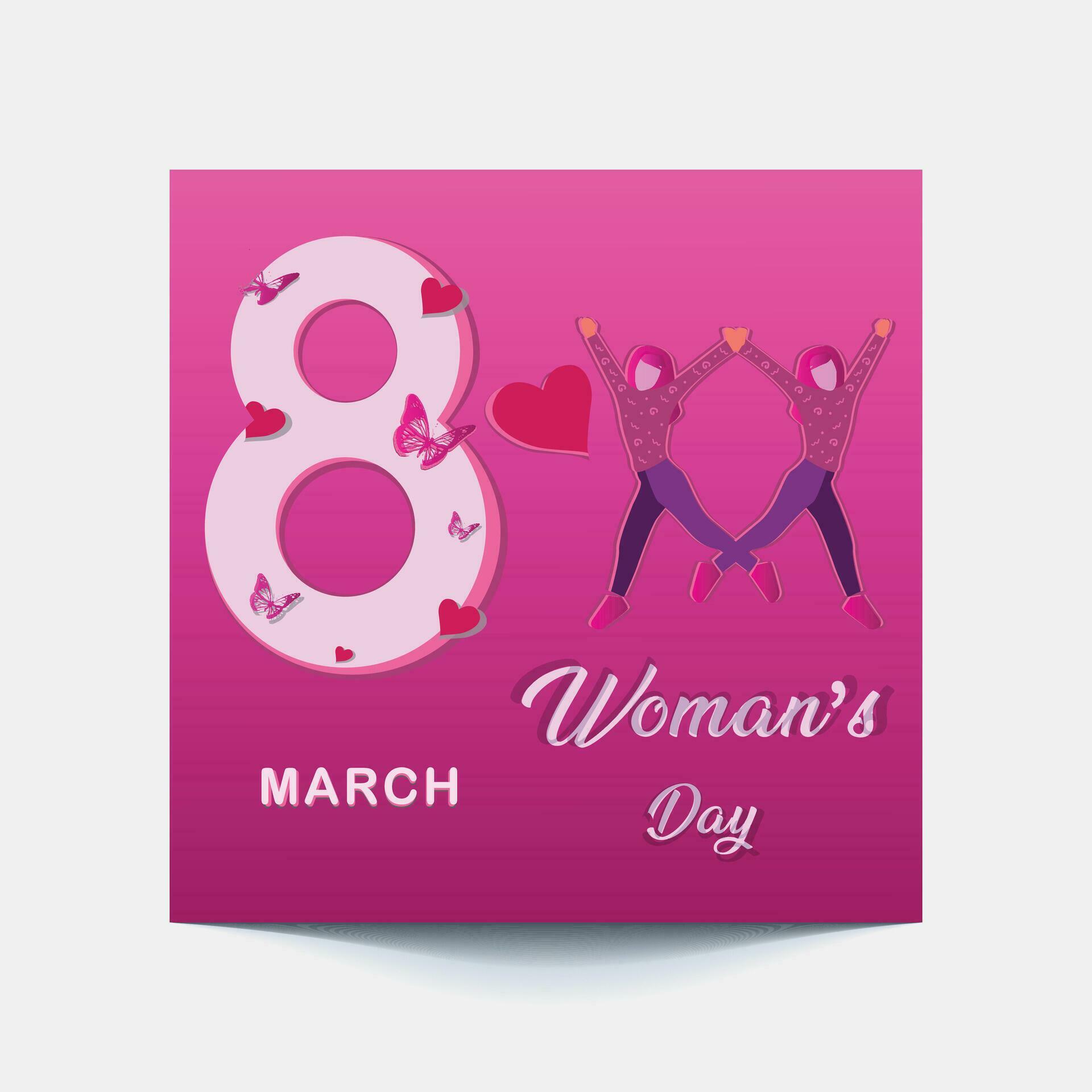 International Women’s Day 8 march with frame of flower and Paper art style. Stock Free