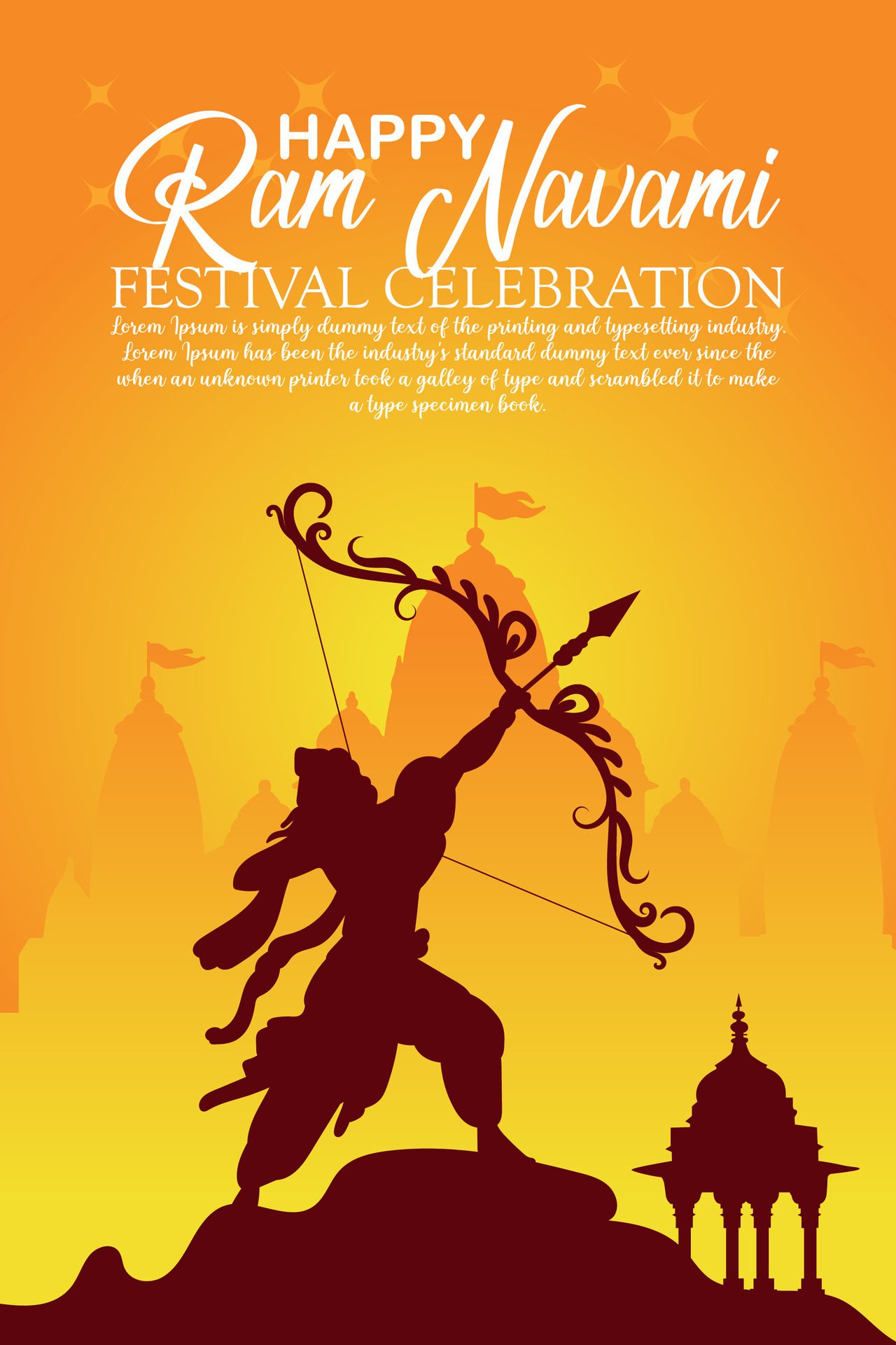 Happy Ram Navami cultural Banner Hindu festival vertical post wishes celebration card Ram Navami celebration background Free Vector