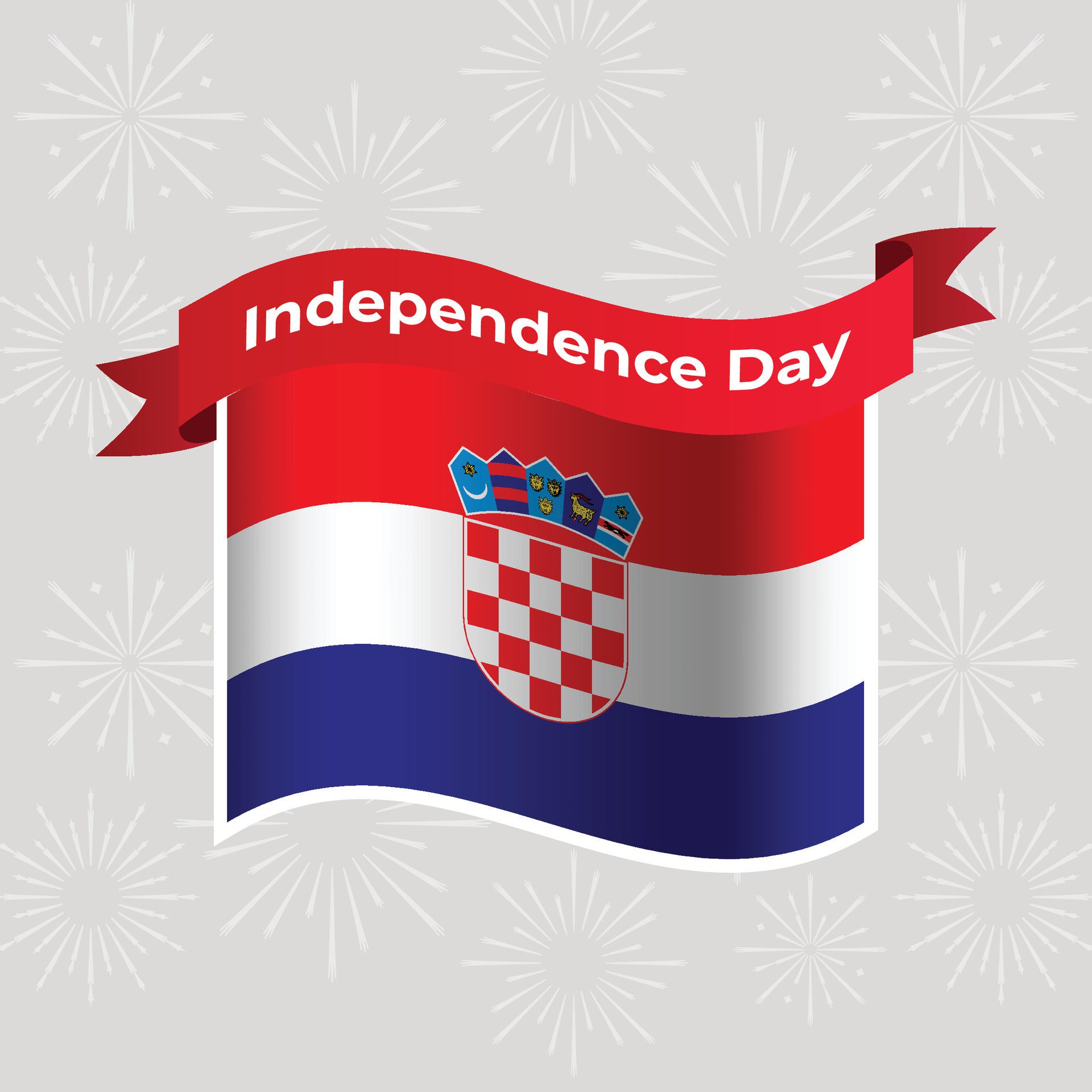 Croatia Wavy Flag Independence Day Banner Background Free Vector