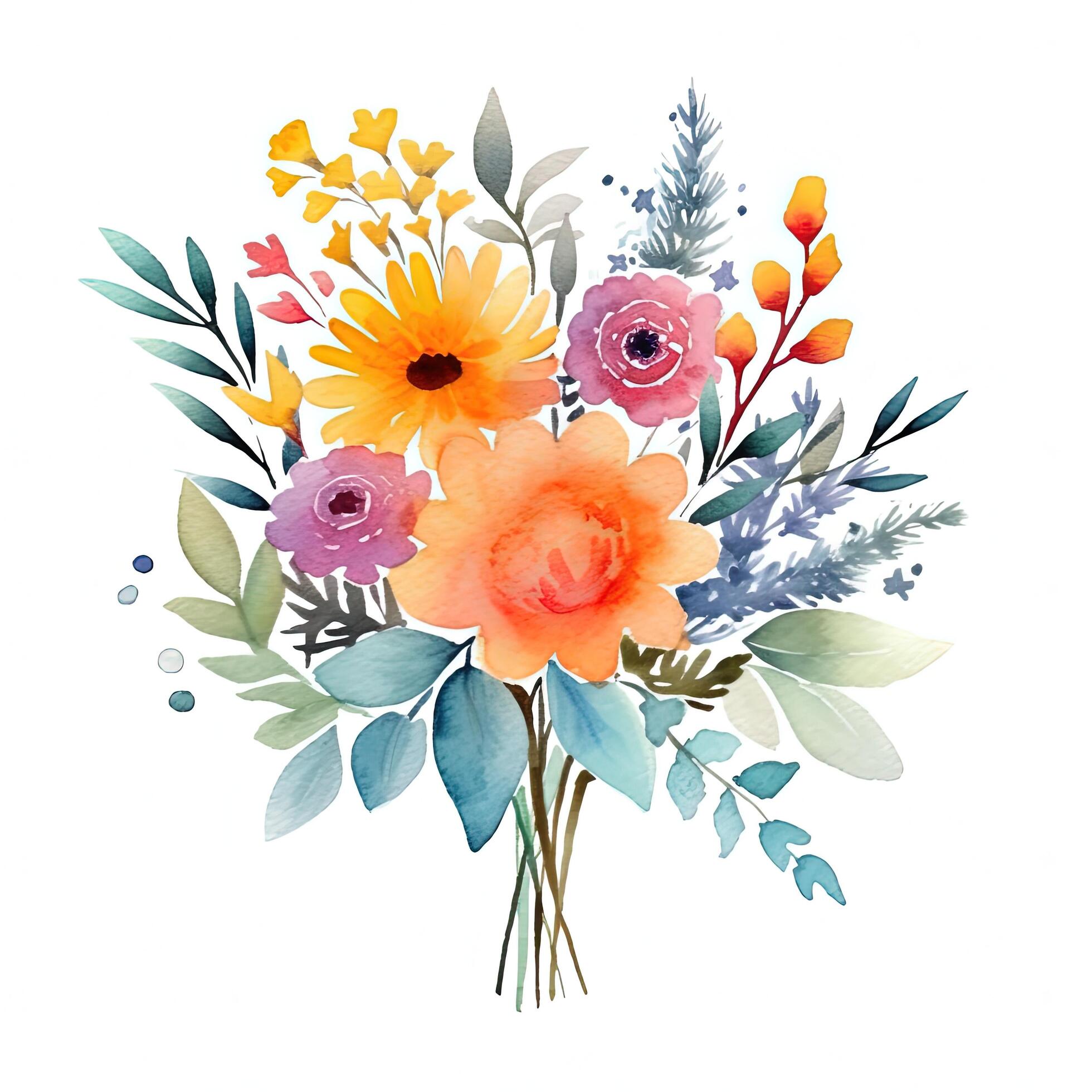 Watercolor flower bouquet. Illustration Stock Free