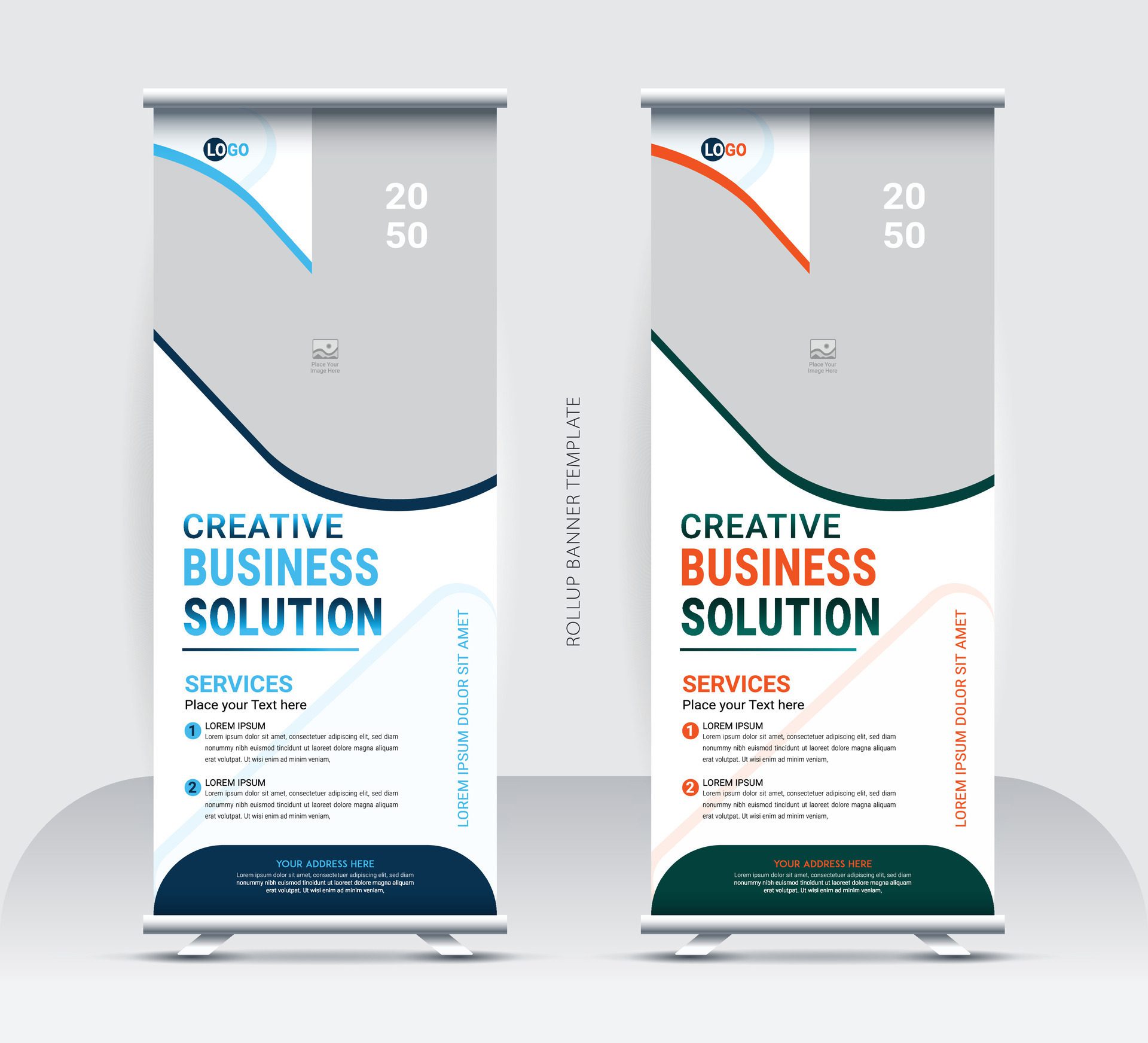 Corporate rollup banner template, advertisement, Free Vector